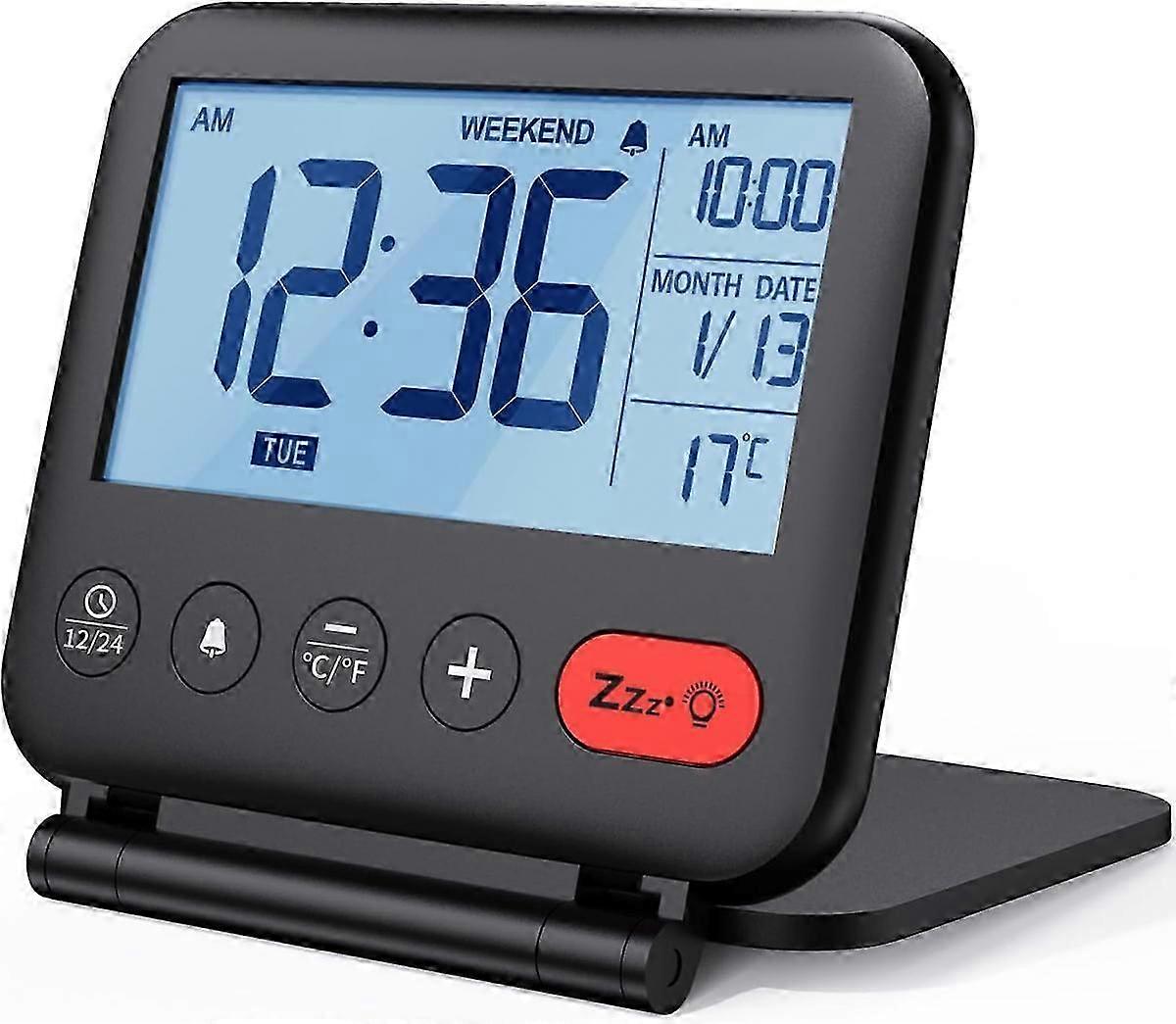 Foldable Digital Travel Alarm Clock Folding Bedside Clock With Snooze Mode