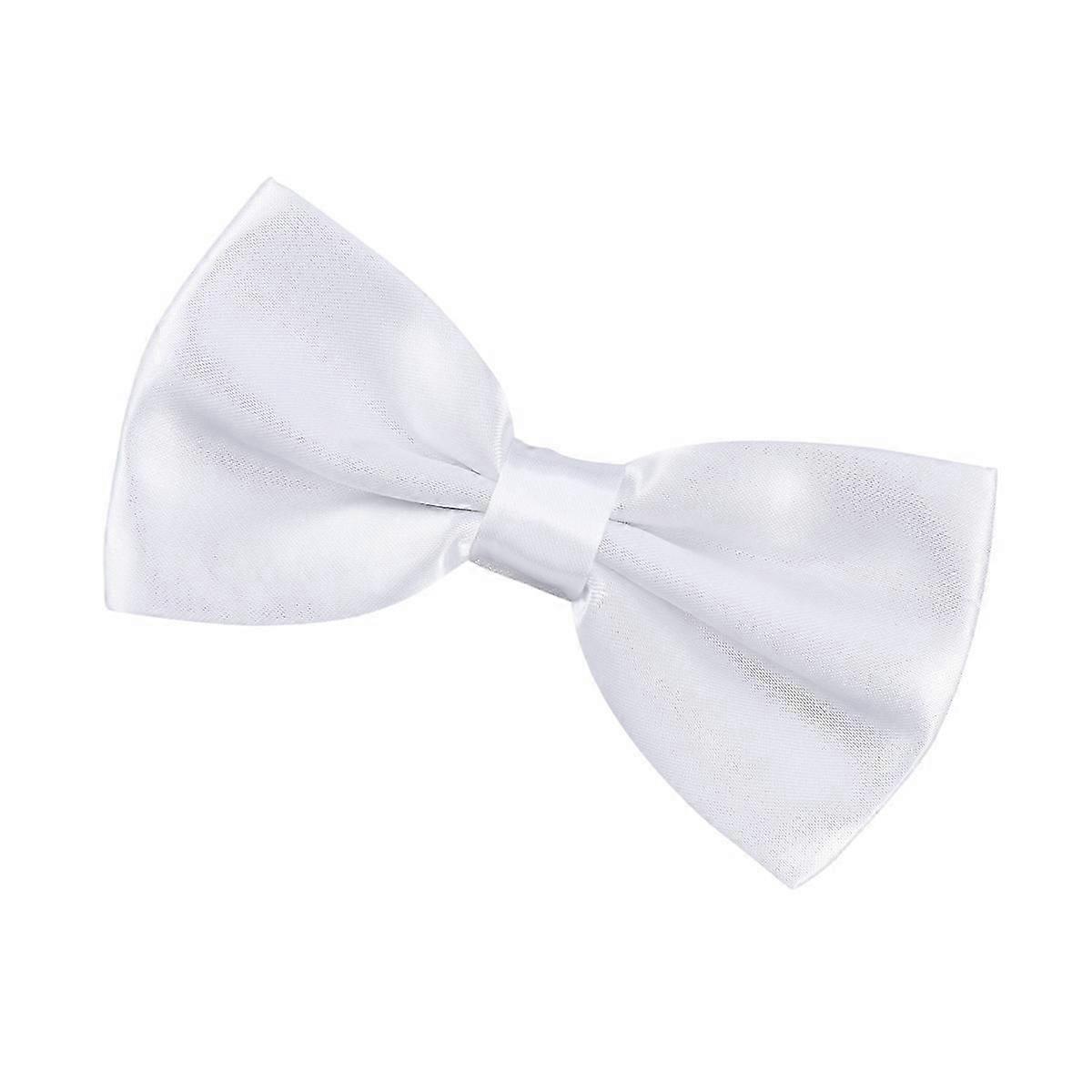 Men's Polyester Silk Bowtie For Multiple Occasions Formal Accessory White Wear-resistant 1Set