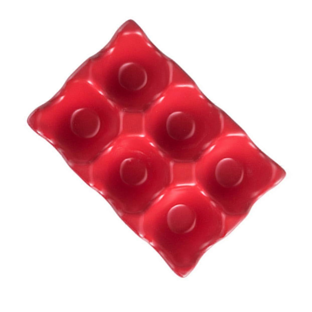 6 Grids Ceramic Egg Holder AntiSlip Bottom Shockproof Egg Storage Box For Refrigerator Red 14.5x9.5x3.2 cm