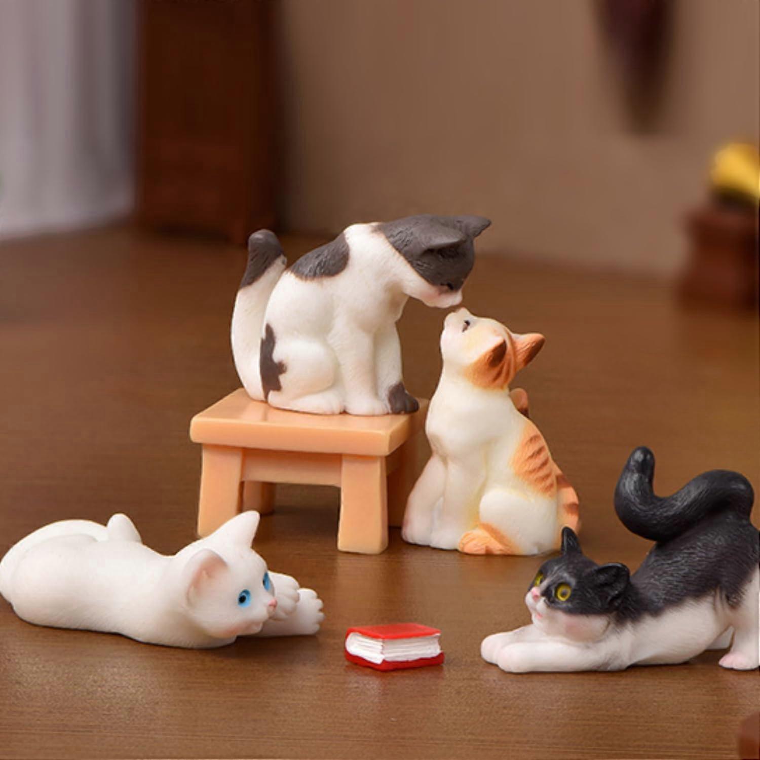 mini kitten figures 6Piece Resin Kitten Figures Set For Tabletop, Diorama, And Garden Decor Realistic Cat Ornaments