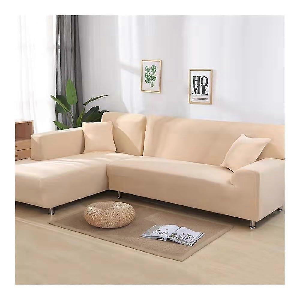 Elastic Plain Solid Sofa Cover Stretch Tight Wrap AllInclusive 1Seat 90140cm Beige Sofa Cover