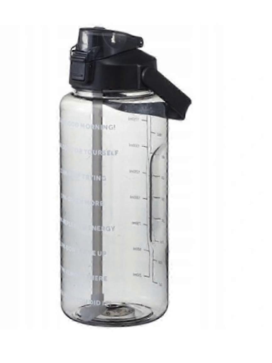Large Water Bottle With Water Straw Bottle With Handle And Motivational Measuring Cup 2 L