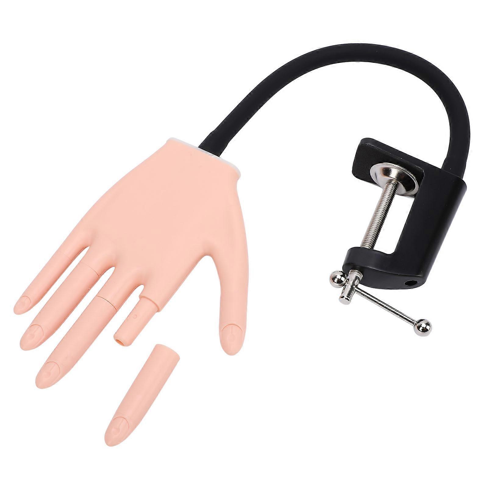 Manicure Practice Hand Model Nail Maniquin Hand Removable Fingers Artificial Hand with Bracket for Beginner 