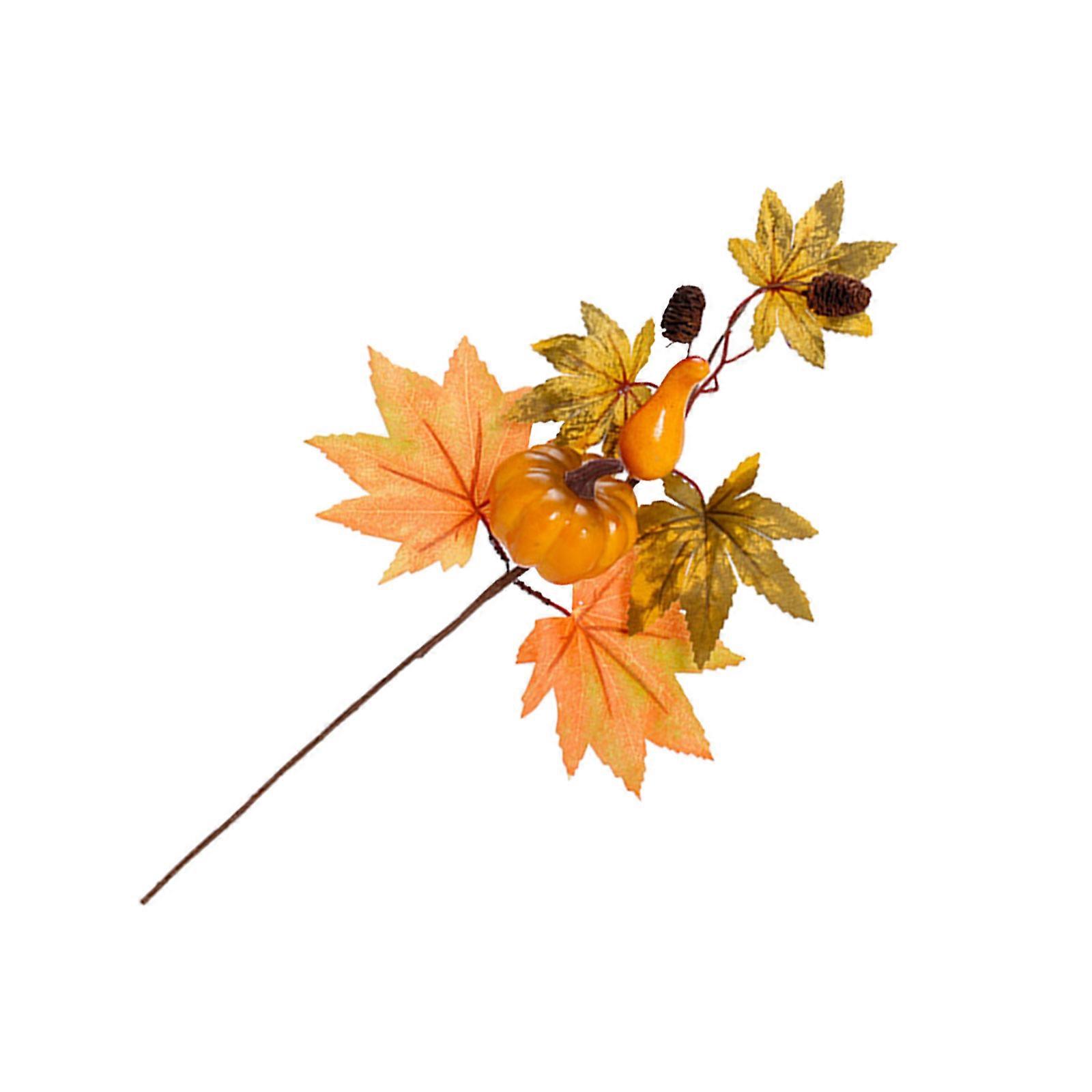 Pack of 2 Autumn Themed Florals Stem Artificial Maple Leaves Flower Arrangement Seasonal Table Setting Decoration Multicolor