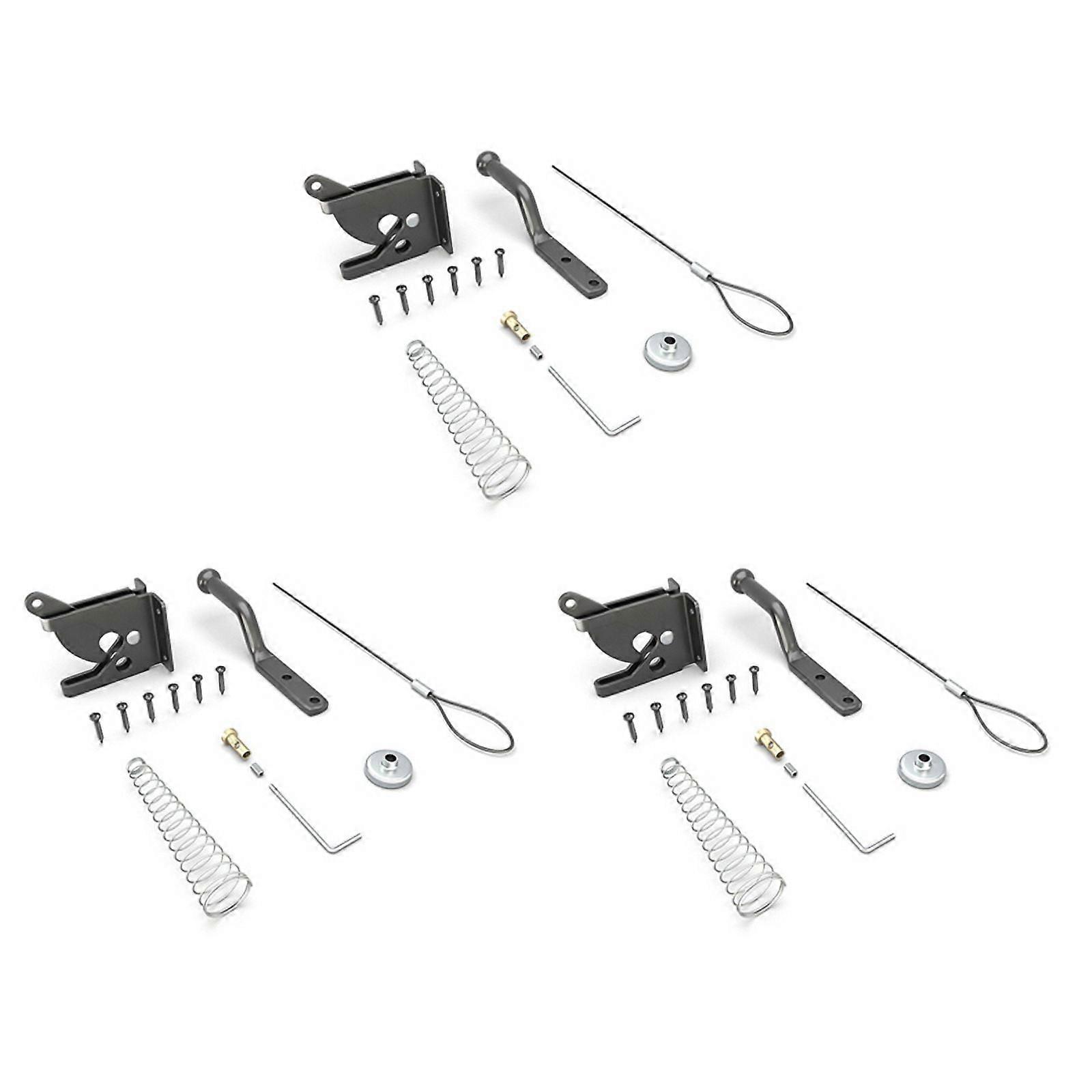 3PCS Door Latch with Spring Puller, Fence Door Lock, Fence Lock Small Lock with Rope, Suitable for Fence Gates