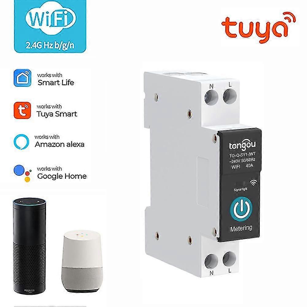 16a Tuya Wifi Smart Switch Wireless Timing Circuit Breaker Smart Life Control 1p Din Rail Relay