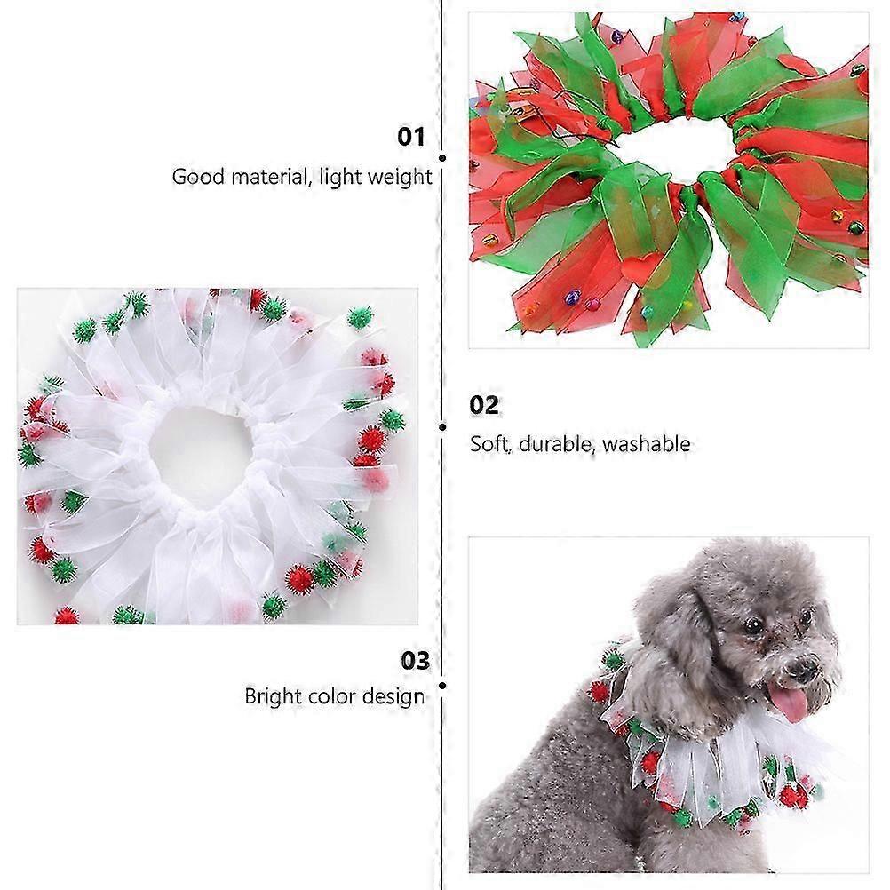 Christmas Pet Ribbon Collar 2Pcs for Dog Holiday Decoration
