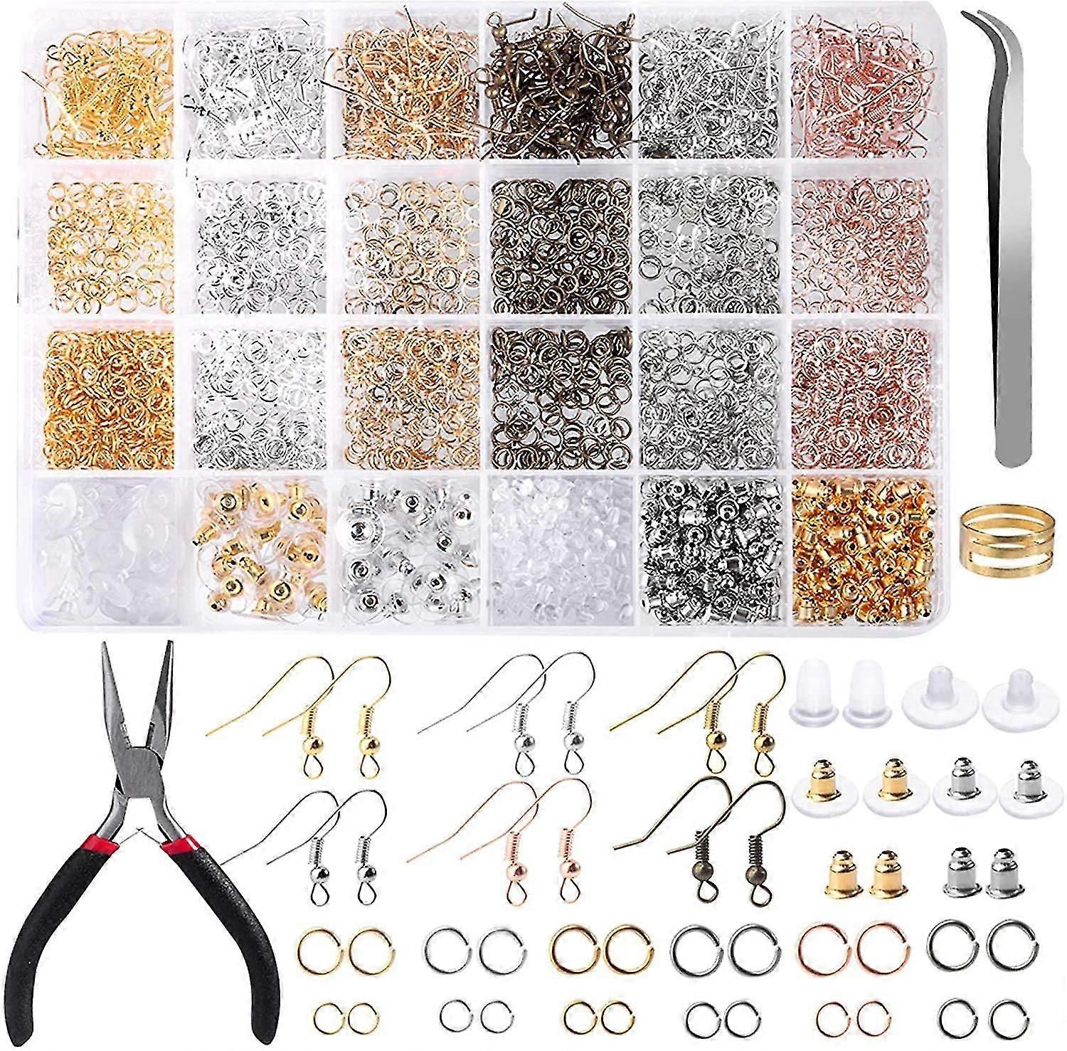 2490 Pieces 6 Colors Earring Clasps Earring Hooks Open Rings With Pliers