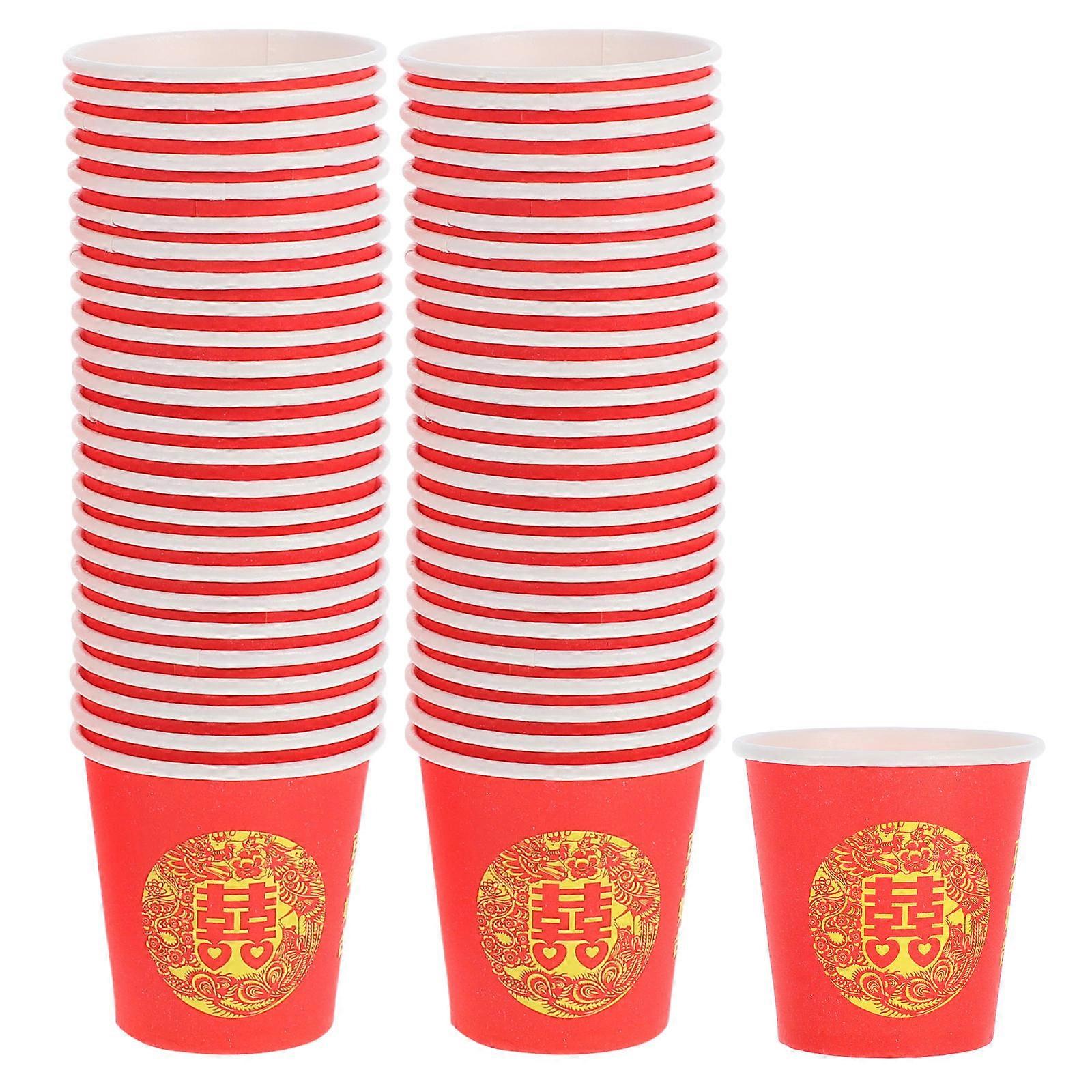 Wedding Disposable Red Paper Cups for Tea Ceremony Elegant