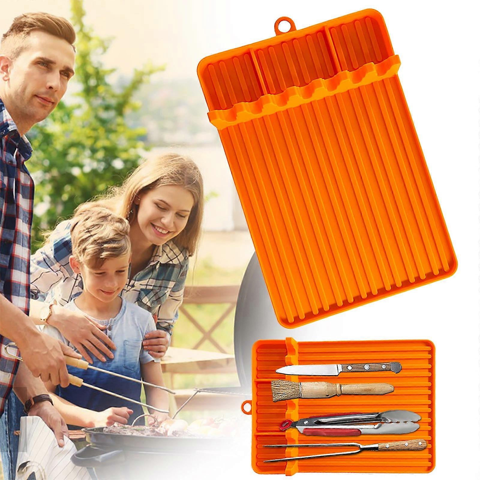 Donemore Silicone Grill Side Shelf Mat compatible with BBQ Grill, Utensil Rest for Multiple Tools, Heat-Resistant Spatula Mat