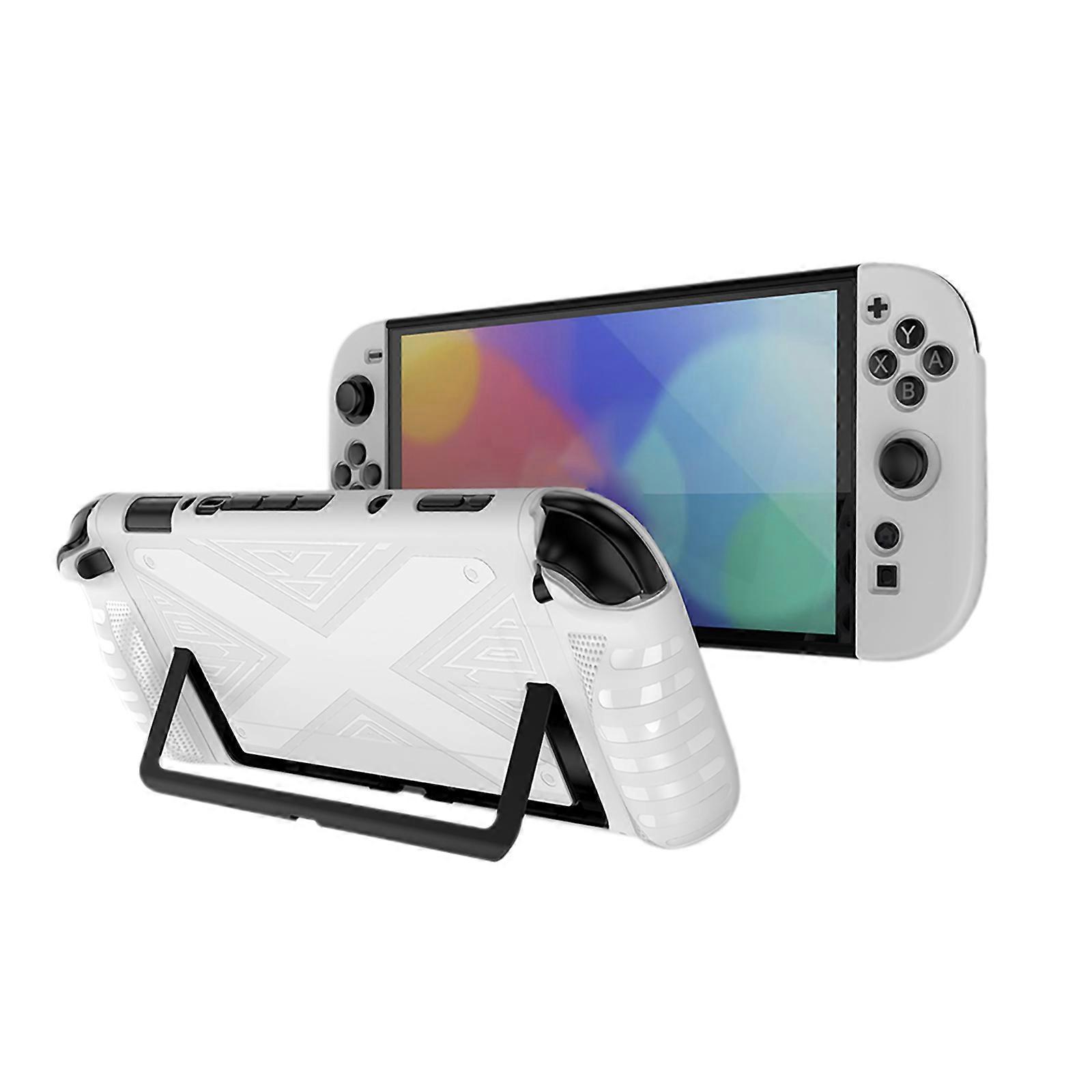 Handheld Console Case Protective Cover Shockproof Back Shell with Kickstand Anti-Scratch for Dedicated Game Accessories  White
