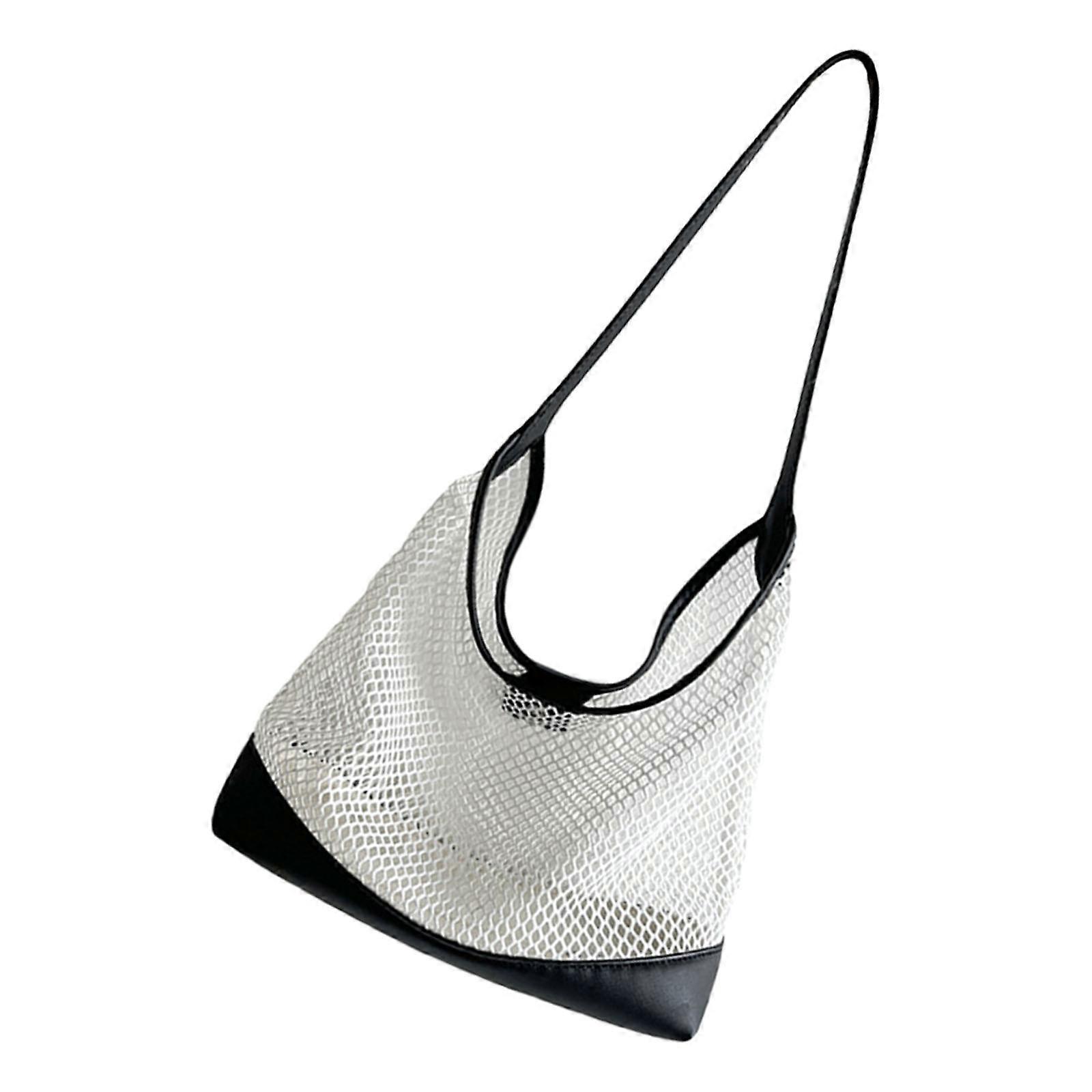 Sac à main d’épaule d’été à la mode grande capacité évider motif sac à main léger sac à main sous les bras pour un usage quotidien blanc