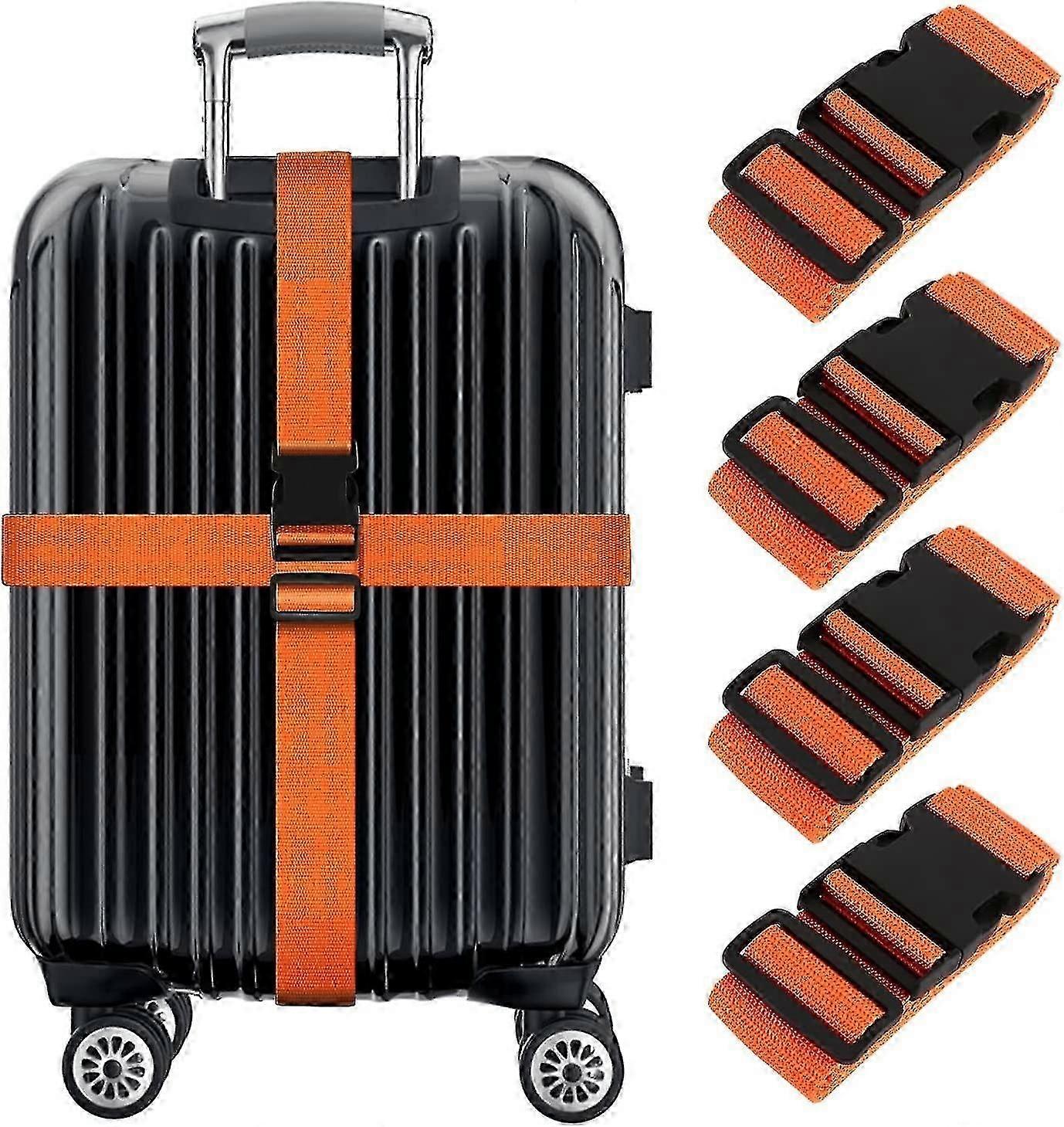 Regolabile Extra Safety Strong Travel Suitcase Luggage Luggage Straps Tie Belt Orange 4 Pcs