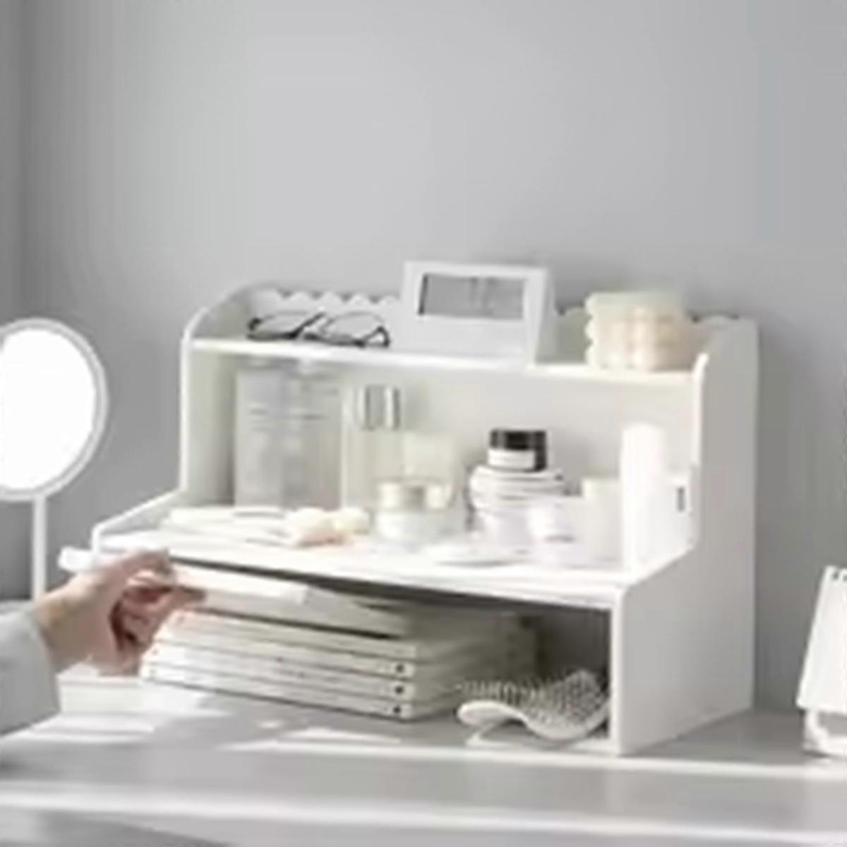 Upgrade Storage with Two-Layer Desktop Organizer Shelf for Home and Office Ins-Style Rack for Books and Stationery L