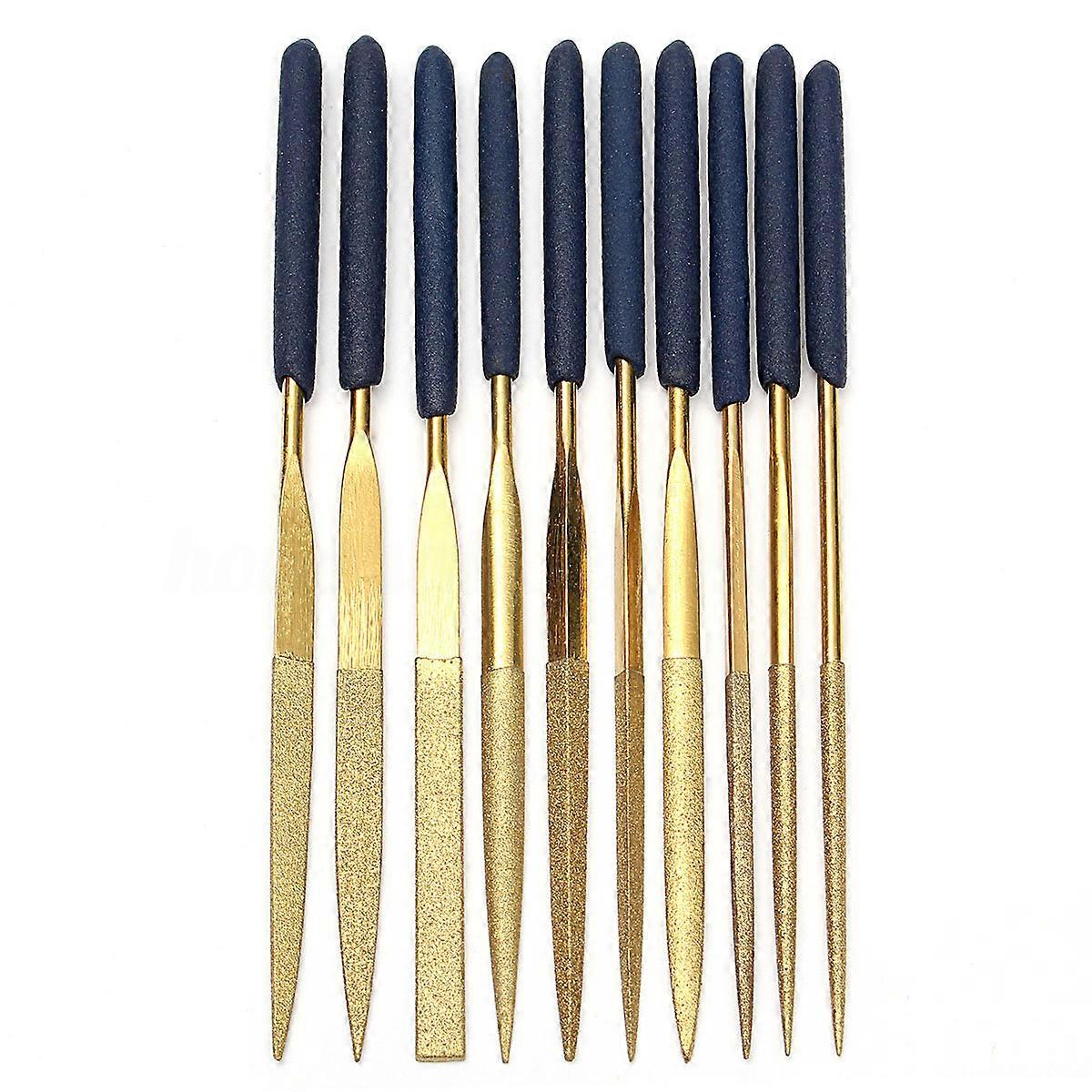 10Pcs Titanium Diamond Coating Needle Flat File Set Metal Working Craft Tools