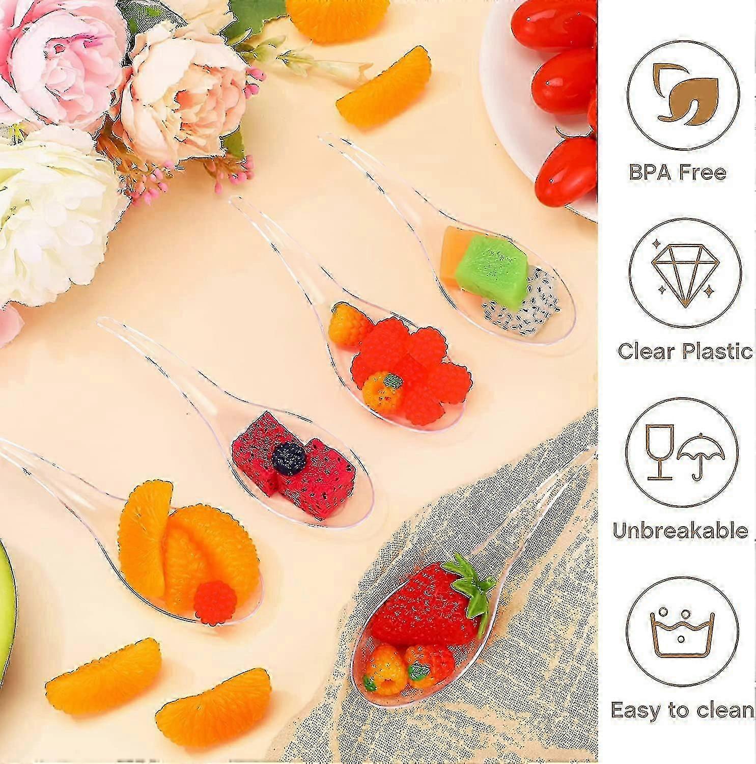 Althee 400 قطعة تذوق ملاعق صغيرة يمكن التخلص منها حلوى مقبلات بلاستيكية آسيوية حساء متوافق مع هدية الحفلة- H