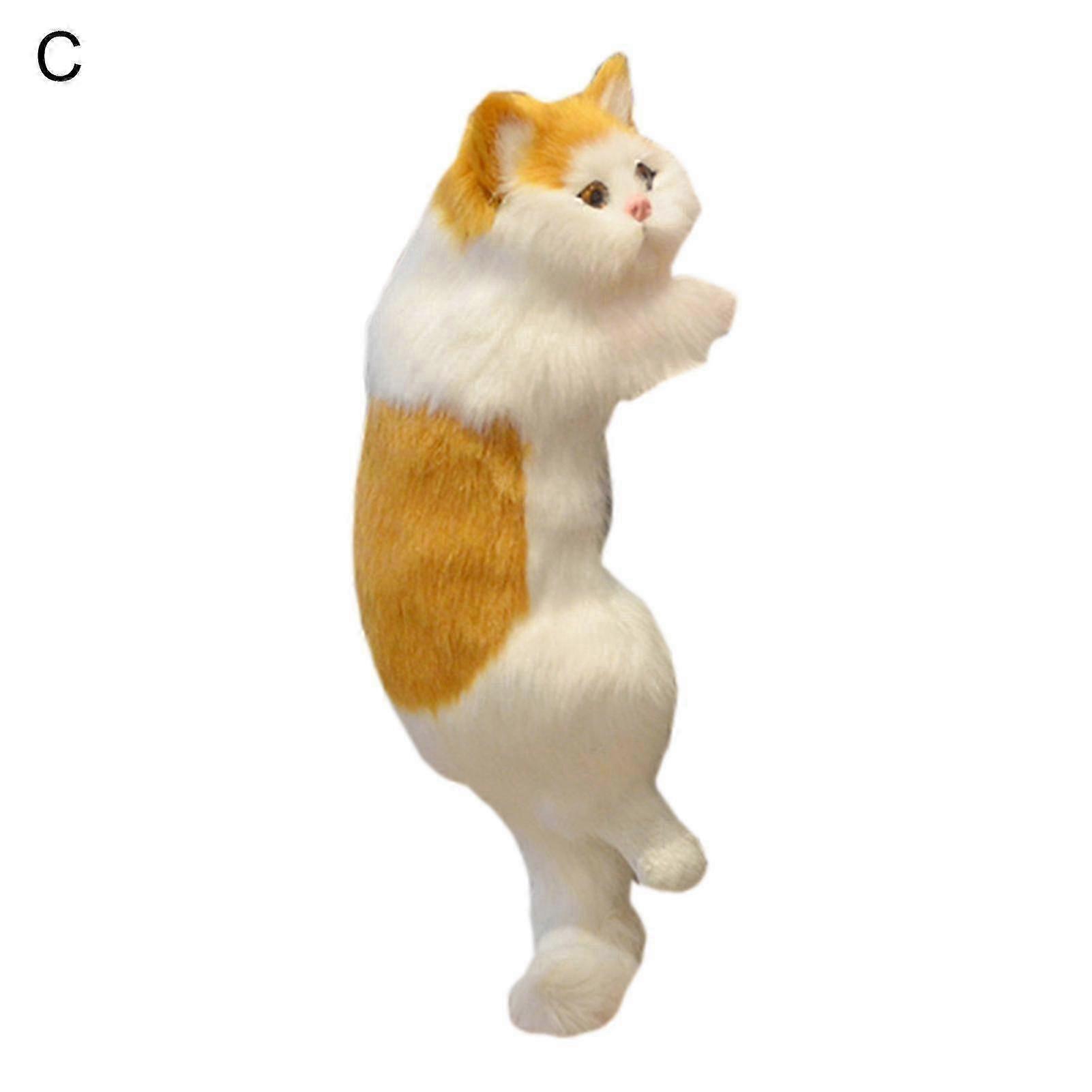 e Wharick Simulation Cat Vivid Artificial Fur Lovely Simulation Stuffed Plush Cat Toy for Household