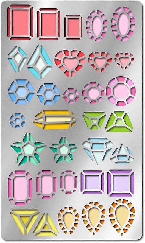 Diamond Metal Stencils Reusable Gem Templates Burning Stencils for Wood Carving Scrap Booking Journal Crafts Art Projects Drawing Engraving Long 17.7c