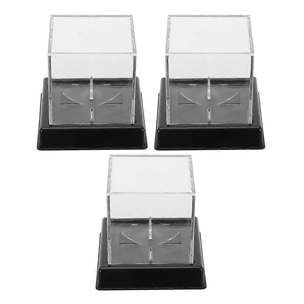 Multi Acrylic Baseball Cube Display Case for Storage 3Pcs Dirt Protection