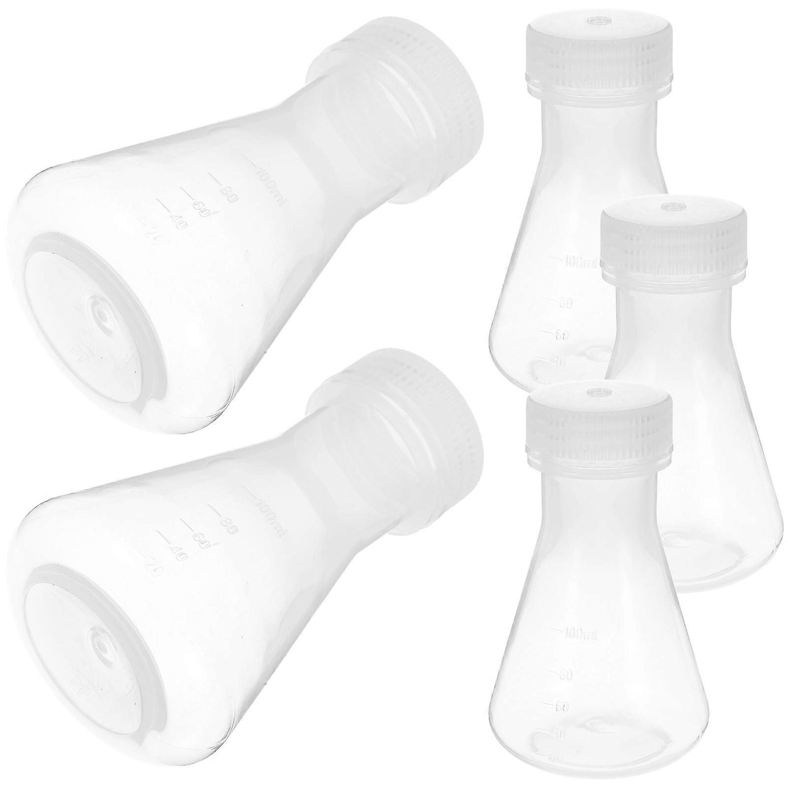 Conical Flask Transparent Plastic Chemistry Flask for Storage 5Pcs