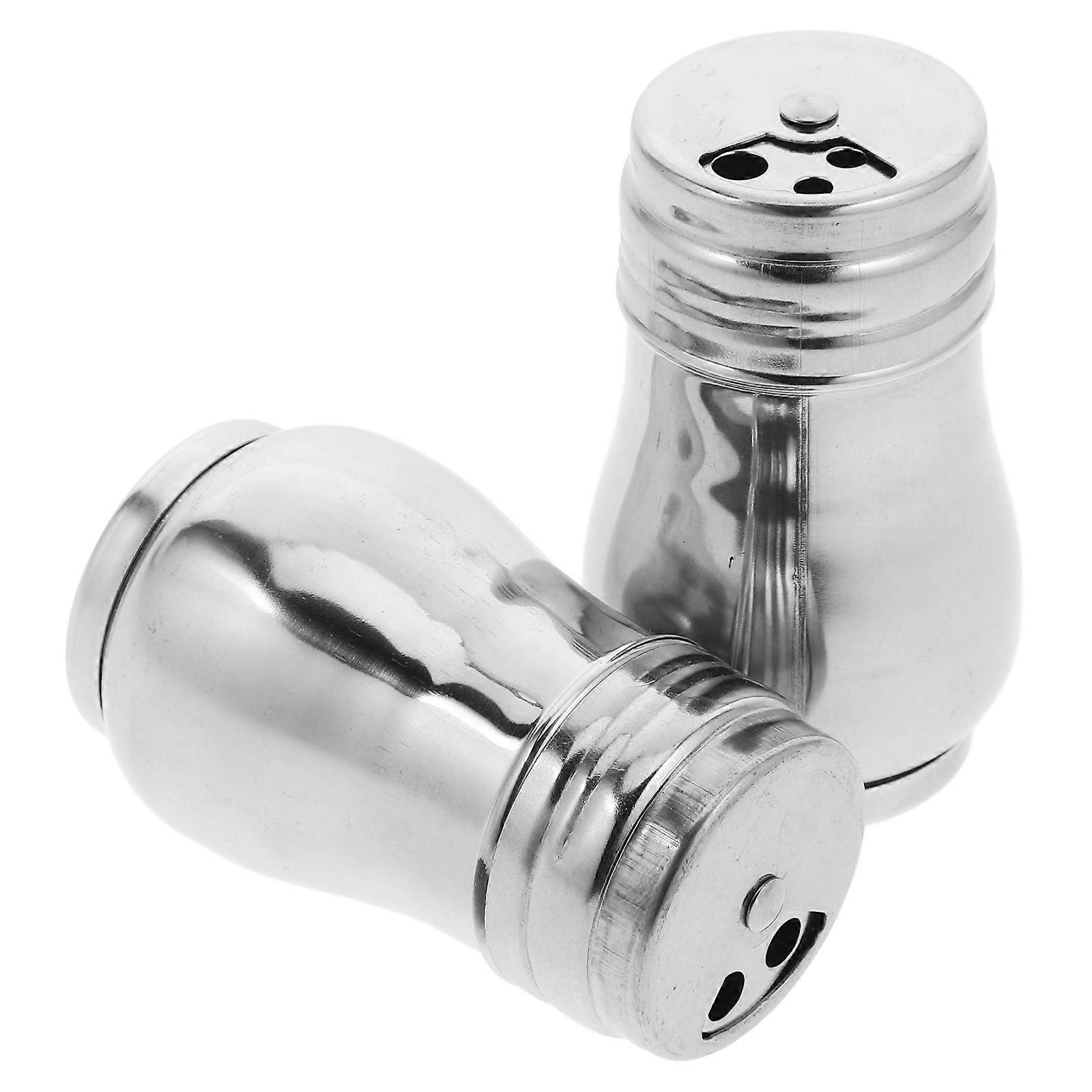 2Pcs Stainless Steel Pepper Shaker with Lid for Kitchen Use Silver