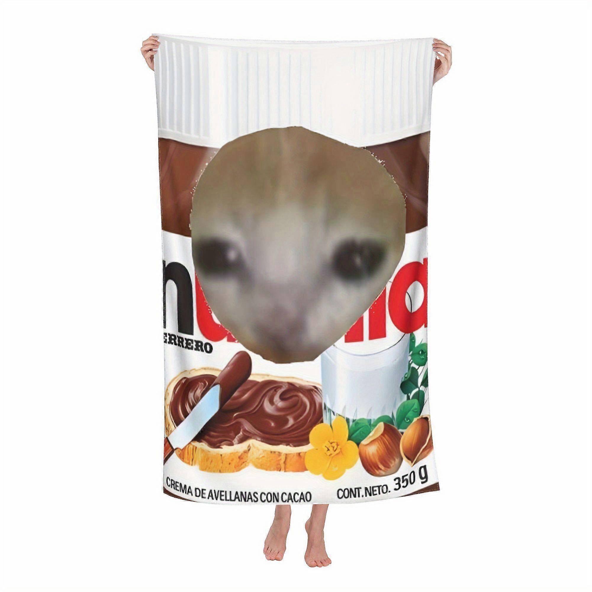 Nutella Meme Beach Towel, Ultra-Fine Microfiber Towel - Lightweight and Durable Soft Fabric for Beach Time, Swimming & Y-QAKLF334