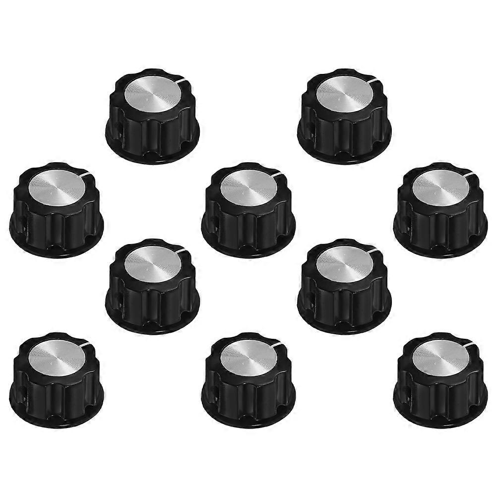 Aluminium Alloy Potentiometer Control Knobs for Guitar Use Black 10Pcs