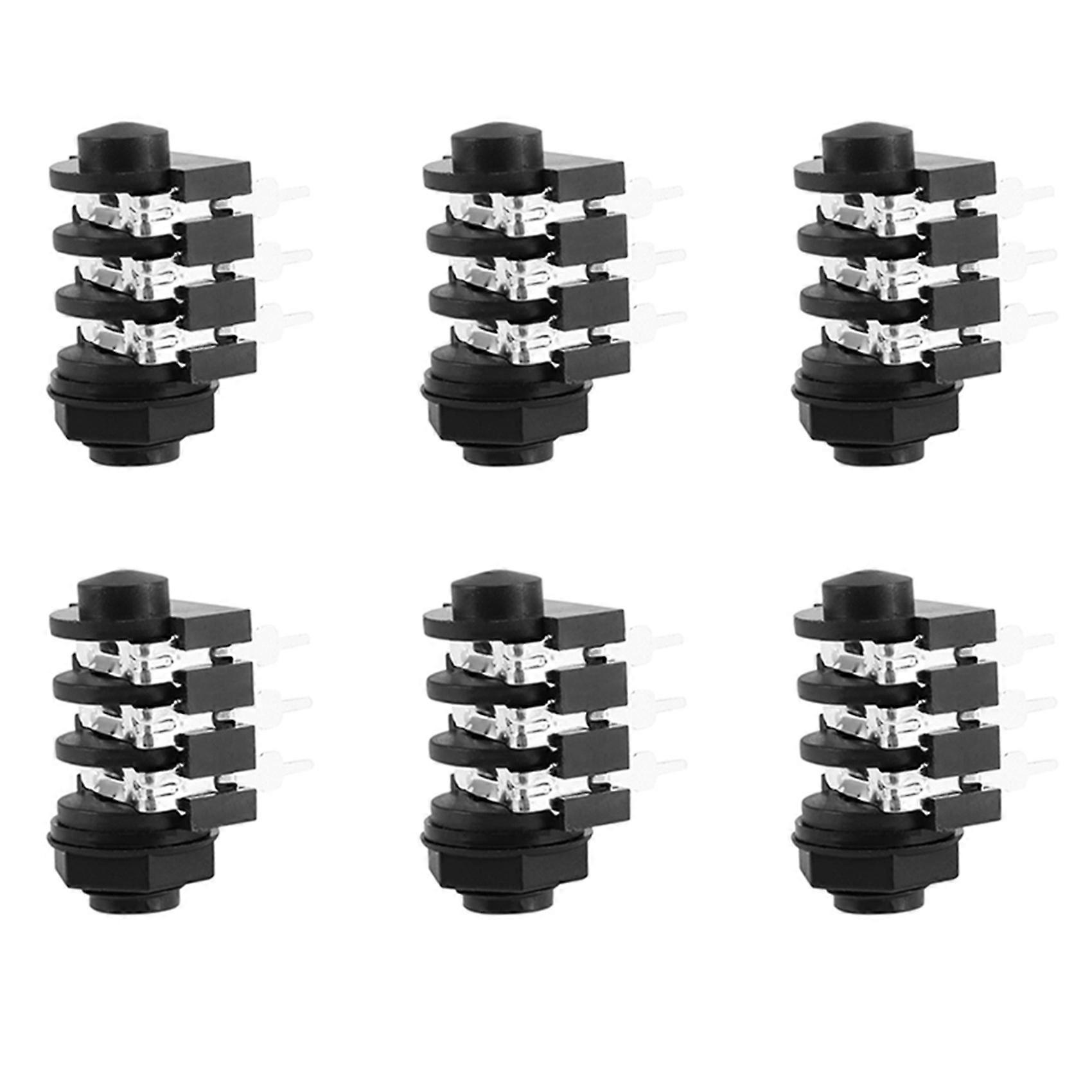 6 Pcs 1/4 Inch 6.5mm Stereo Audio PCB Panel Mount Headphone Jack Socket 6 Pin