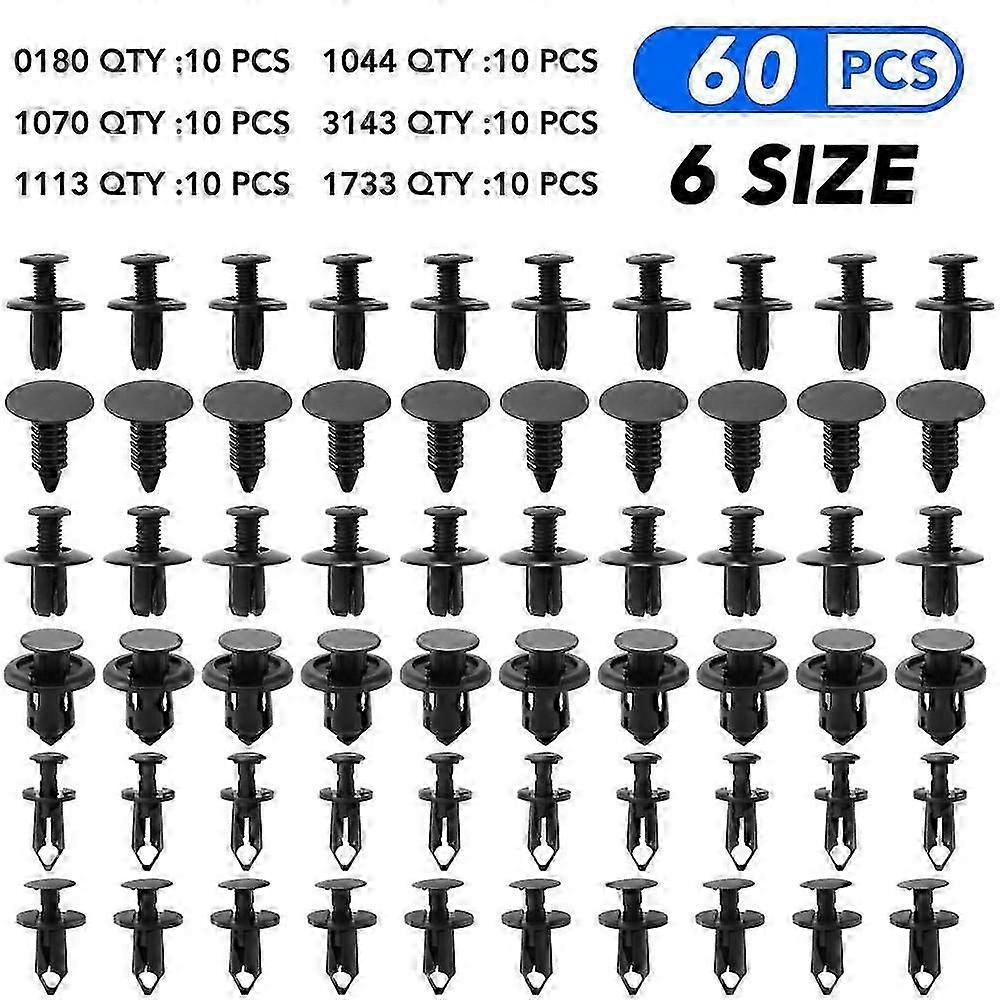 6 Size 60Pcs Mixed Auto Fastener Clips Car Rivet Clips For Toyota C-HR CHR Corolla Rav4 Rav 4 Auris Yaris Prius Camry Prado