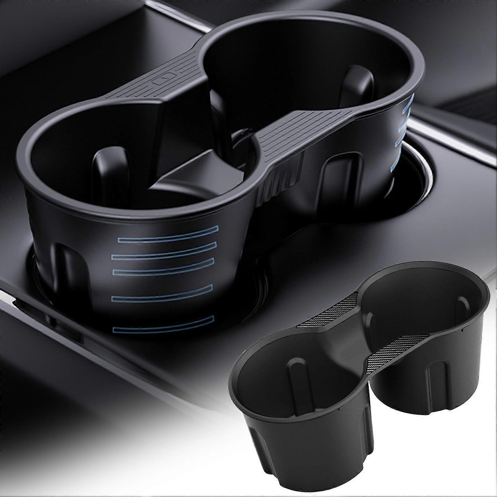 Cup Holder Insert Carbon Fiber Style Secure Grip Spill Prevention Console Organizer for Tesla Model 3 Y
