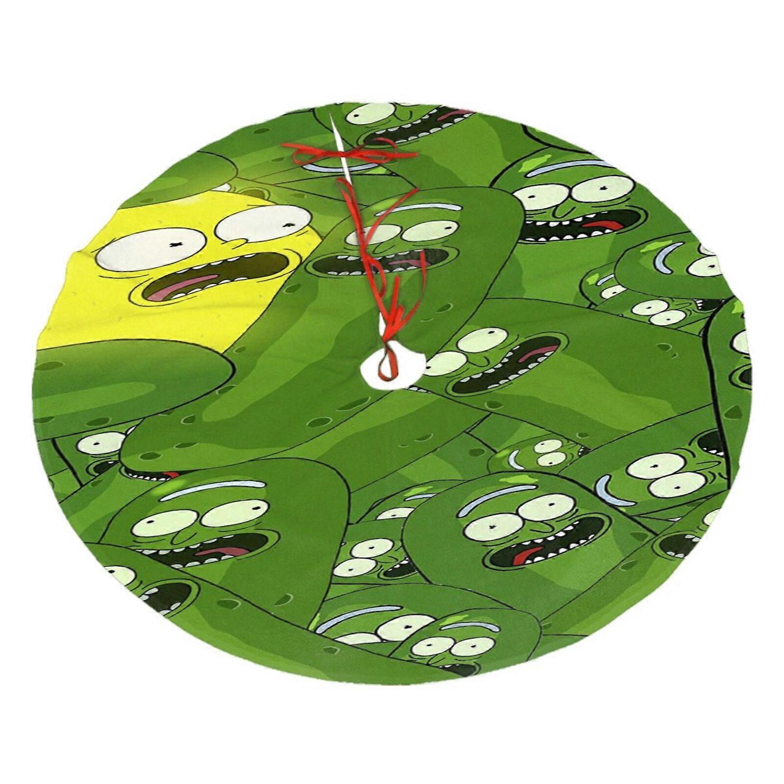 Falda para árbol de Navidad de Rick y Morty, suave y divertida, con cuello navideño, decoración navideña de estilo rústico, 122 cm