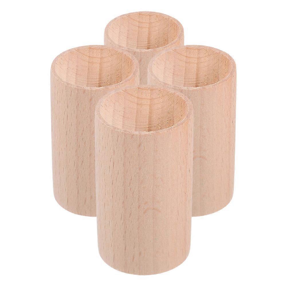 Essential Oil Bottle Display Pillars Wood Diffuser for Aromatherapy 4Pcs Khaki