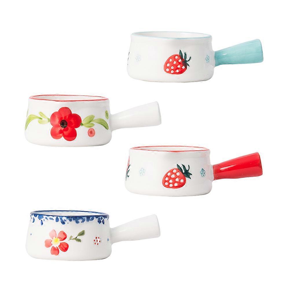 Assorted Color Ceramic Milk Pots for Soup Heating 4Pcs Kitchen Cookware