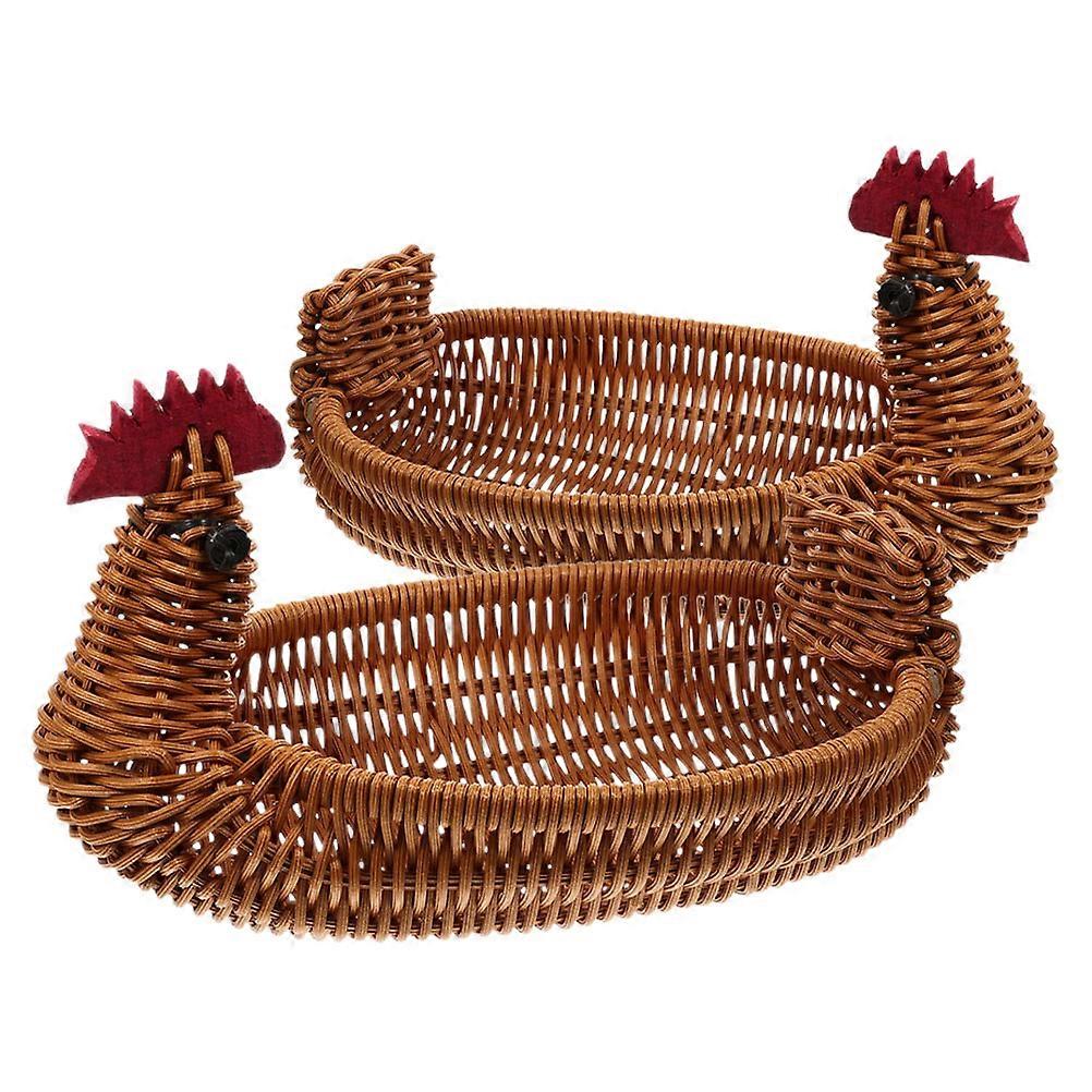 2pcs Animal Shape Woven Baskets for Easter Egg Fruit Snack Organization Home Kitchen Decor Cute Storage Baskets