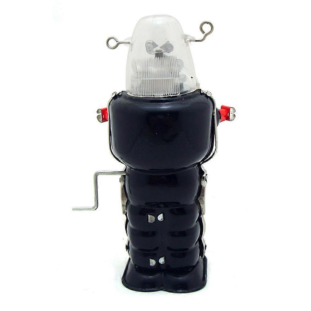 Kids Clockwork Toys Iron Robot Toy Walking Function Wind-Up Black