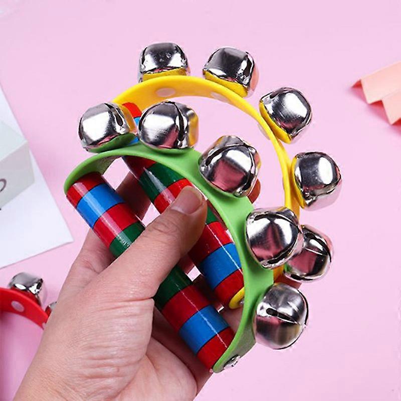Cinq clochettes 1 pi��ce avec support en bois pour le d��veloppement intellectuel des enfants dans la classe de musique
