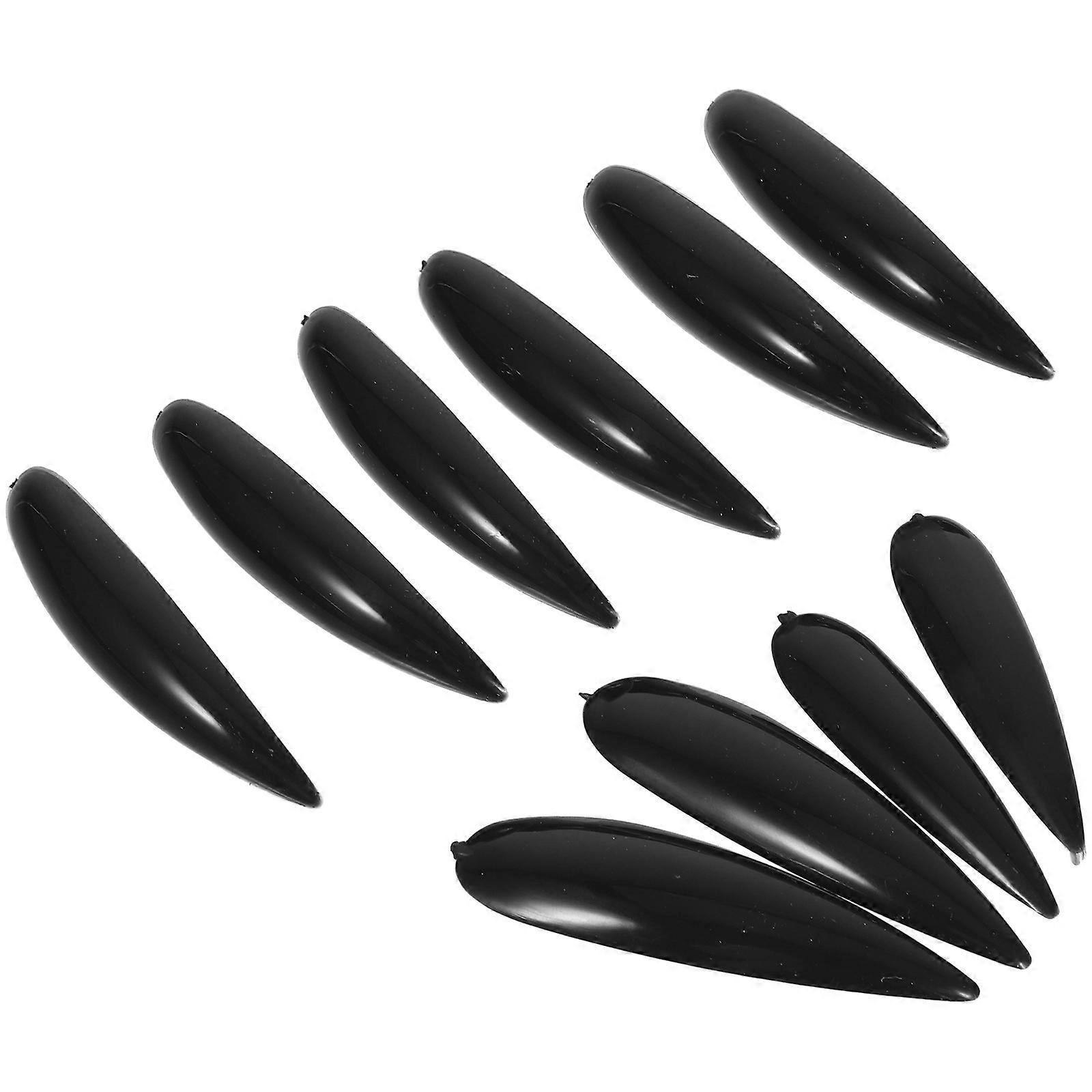 Manicure Fake Nails Halloween Witch Nails 5Pcs Black Plastic Artificial