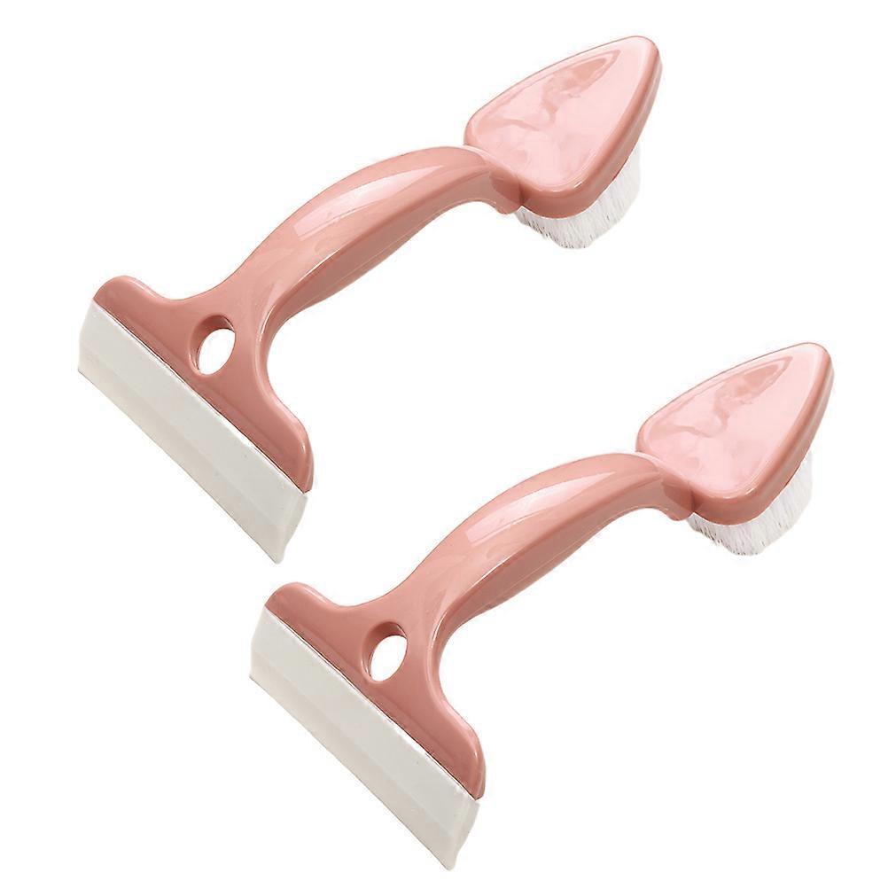 Tile Cleaning Brush for Bathroom Use 2Pcs Double-Headed Floor Pink