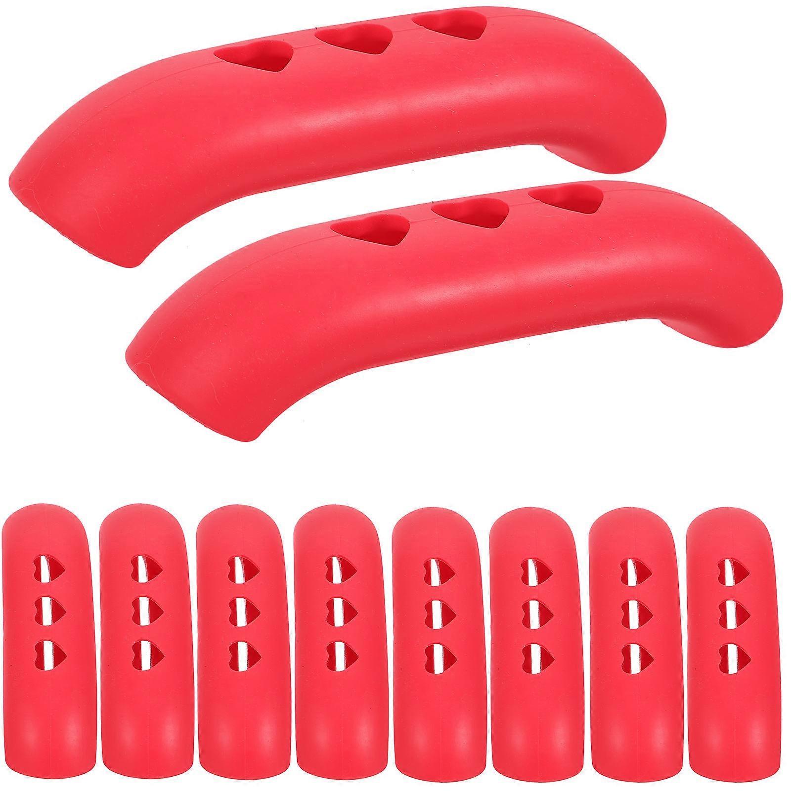 Kitchen Pan Handle Covers Heat Resistant for Pot 10Pcs Red