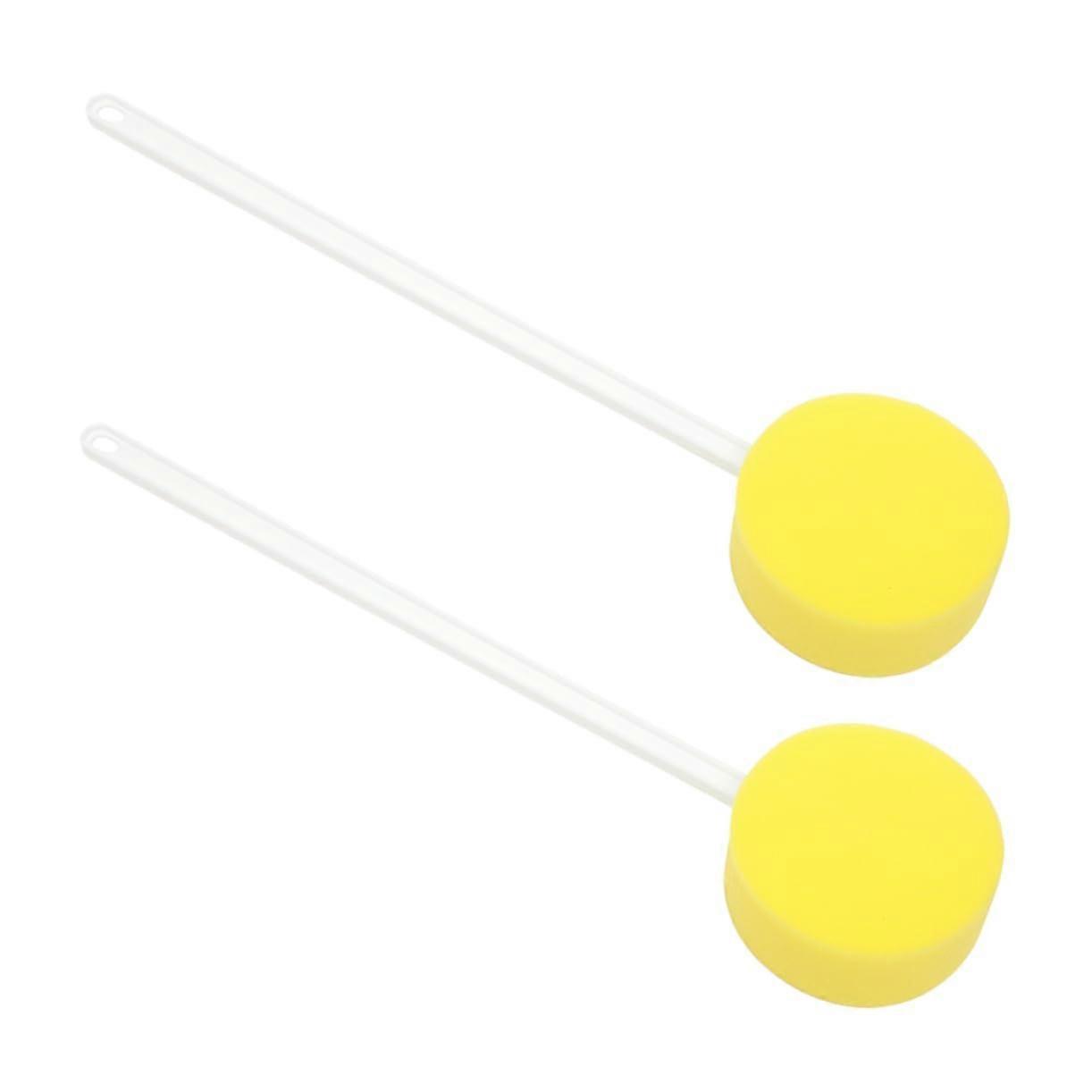 2pcs Bath Sponge with Long Handle for Back Exfoliating, Gentle Body Scrubber for Deep Cleaning