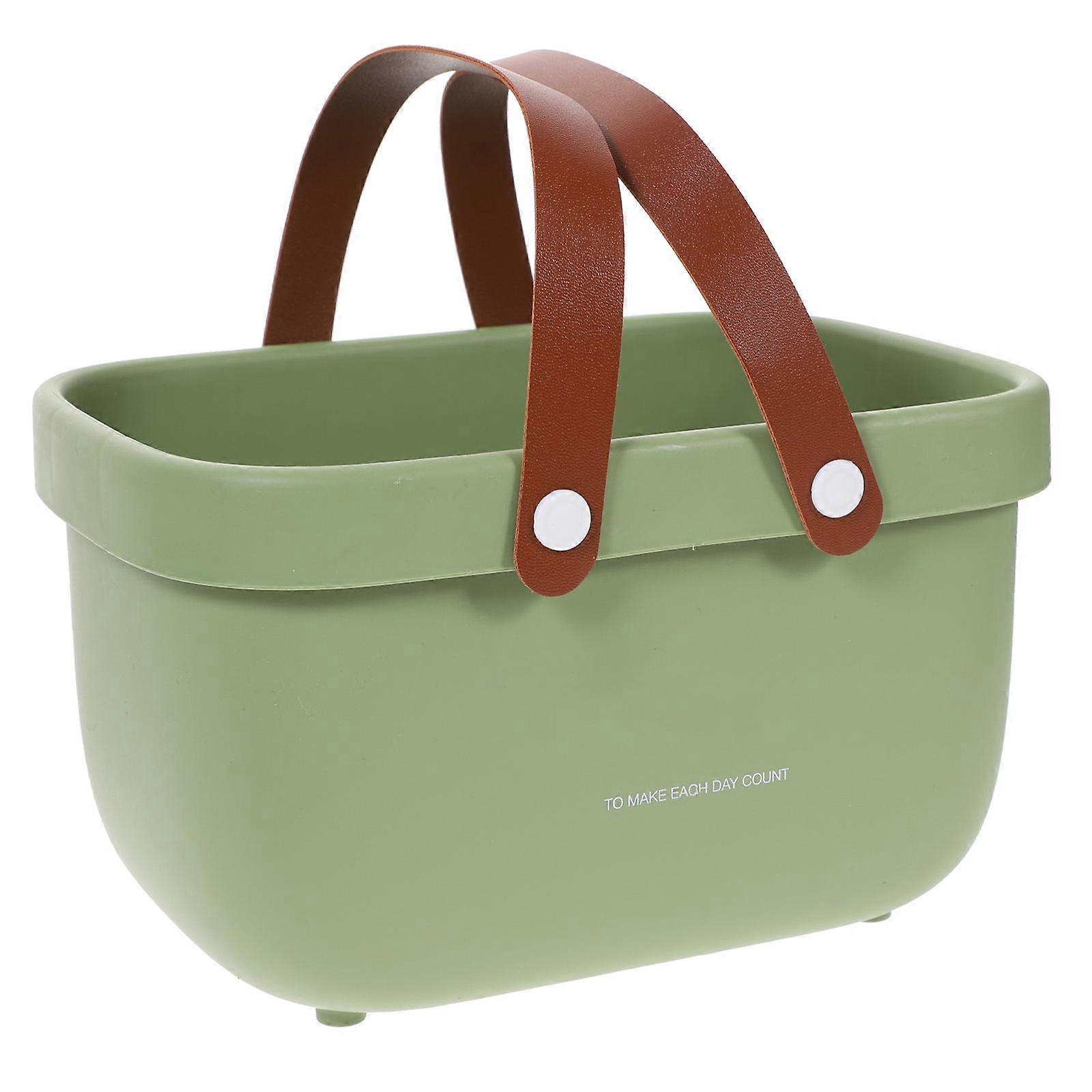 Green Shower Basket for Bathroom Use with Handle Ergonomic Design