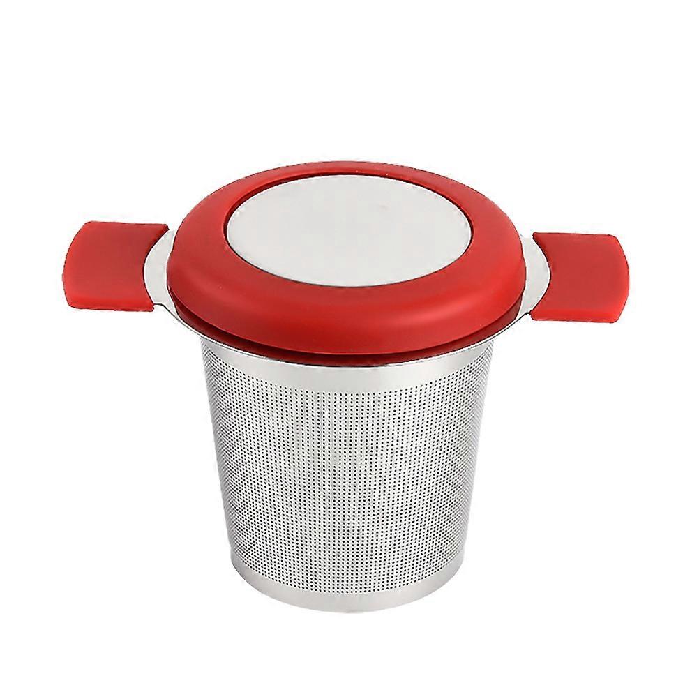 Practical Tea Infuser Filter Stainless Steel for Home Use with Handle Red