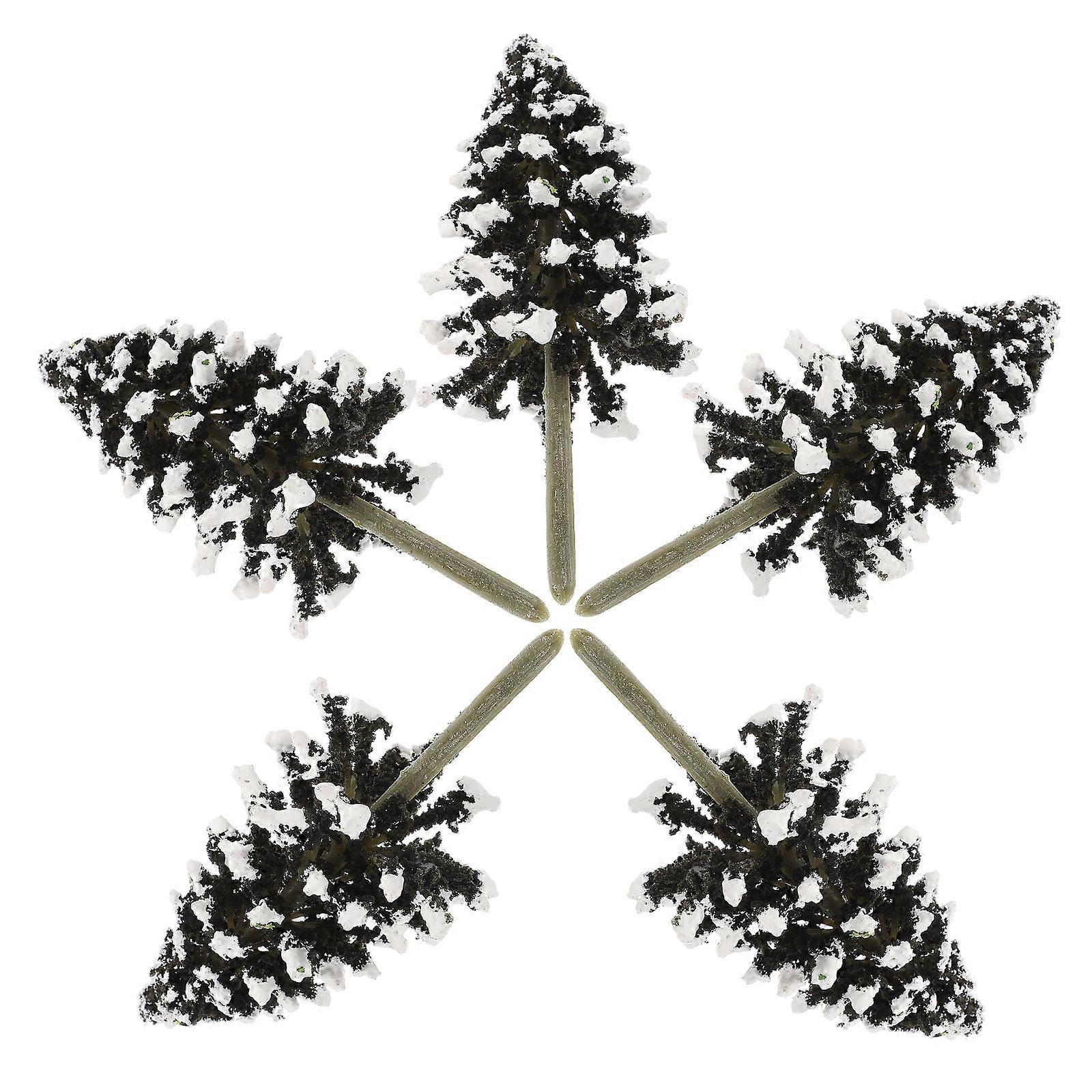 Christmas Tree Cedar Model for Decoration 5Pcs Plastic Miniature Simulation