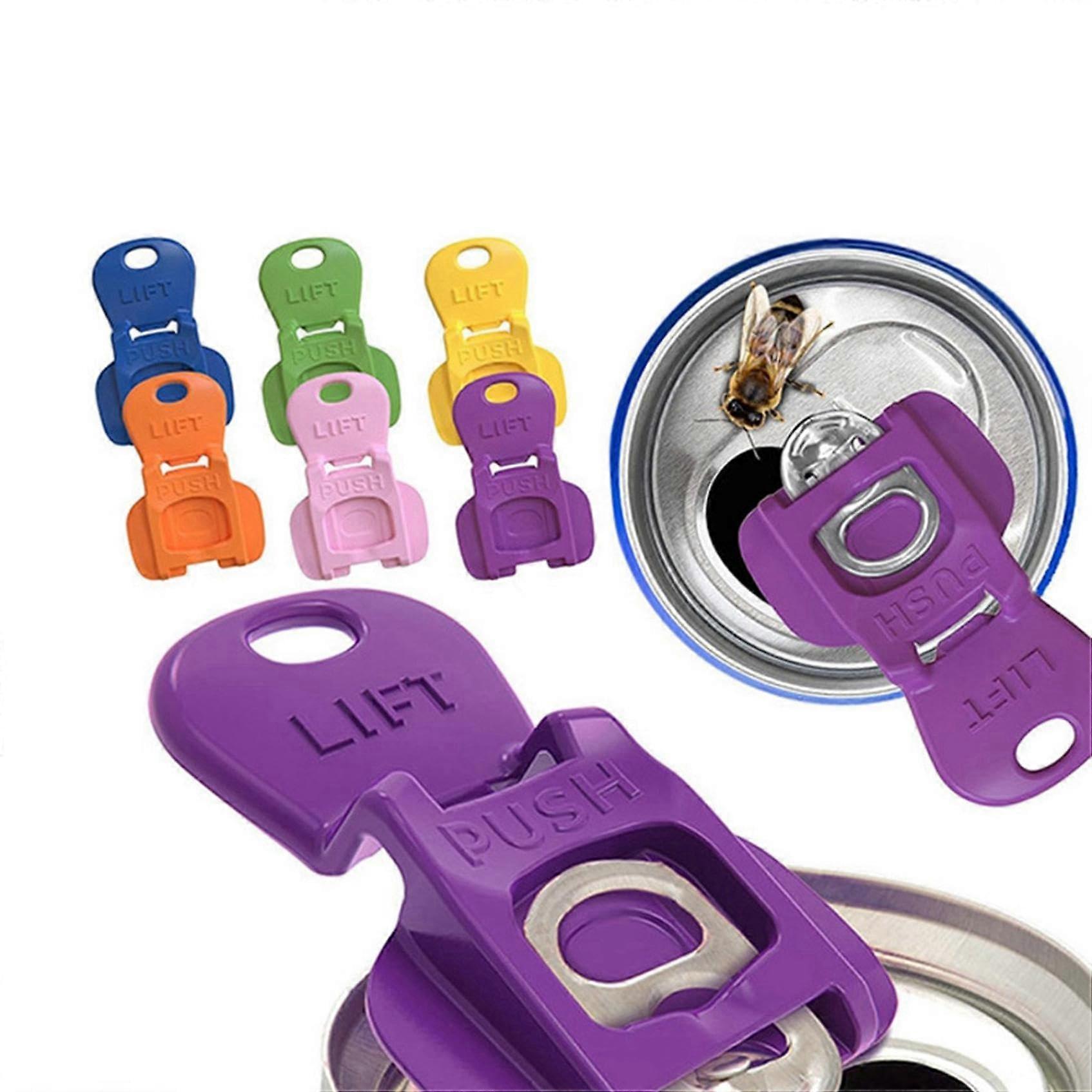 12PCS Easy Tab Can Opener Tool with Drink Protector Caps, Spill Proof ColorCoded Soda Beer Covers