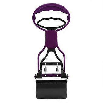 Dog Poop Scooper with Ergonomic Long Handle, Heavy Duty Pet Waste Removal Tool, Purple