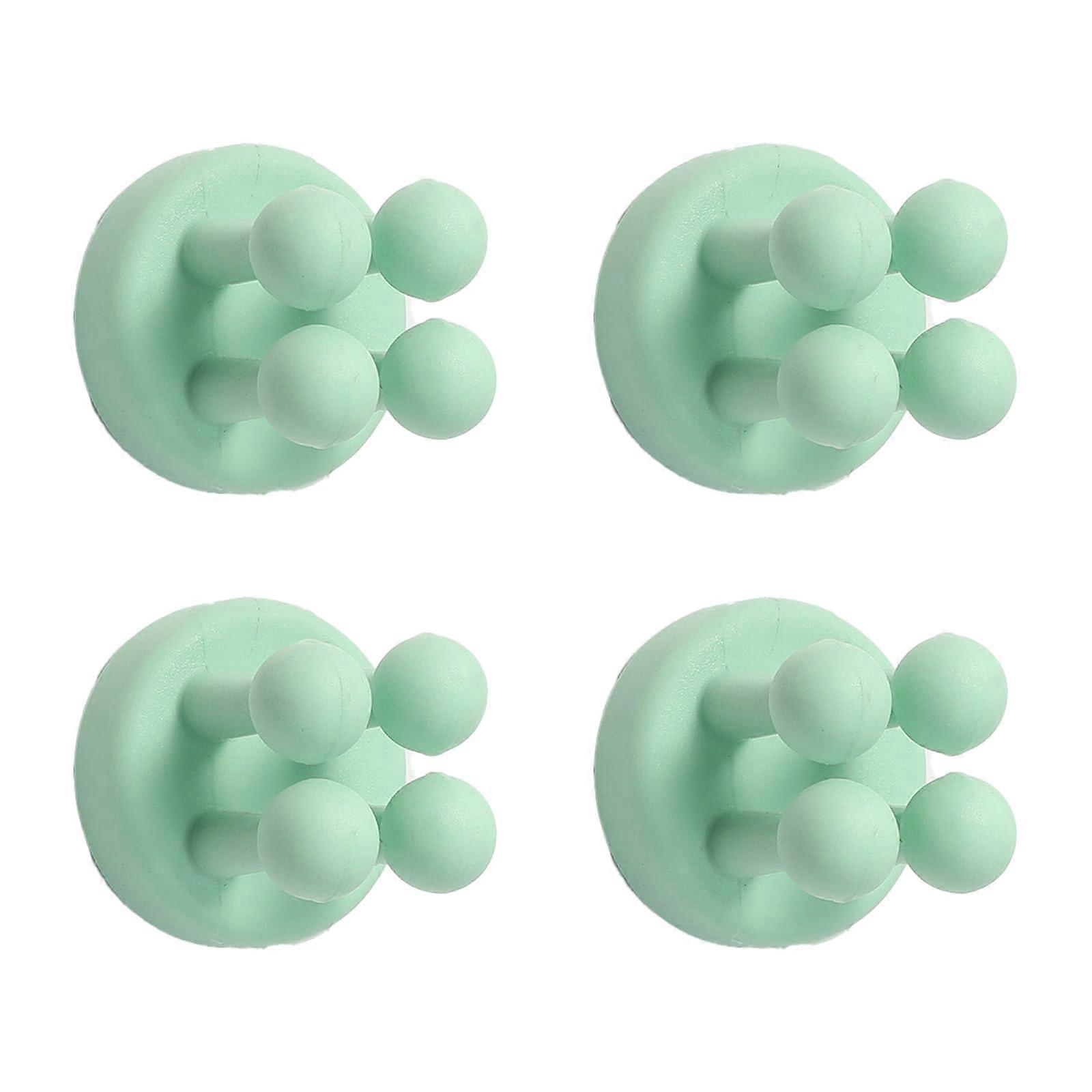 Toothbrush Holder 4 Pcs Silicone Wall Mounted MultiFunctional Hook for Bathroom Kitchen Mint Green