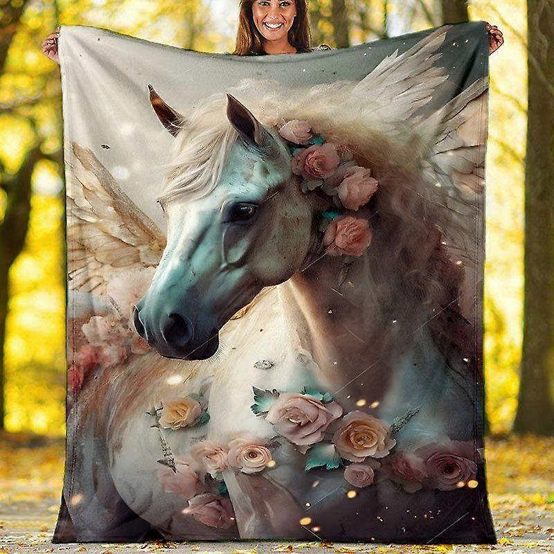 A Flannel Throw Featuring a Horse Design Is Comfortable And Warm Perfect for The Sofa