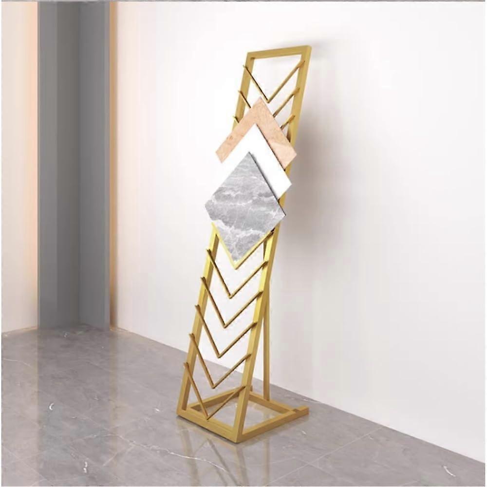 Gold Vertical Tile Display Rack with MultiLayer SpaceSaving Design for Showrooms and Retail Stores