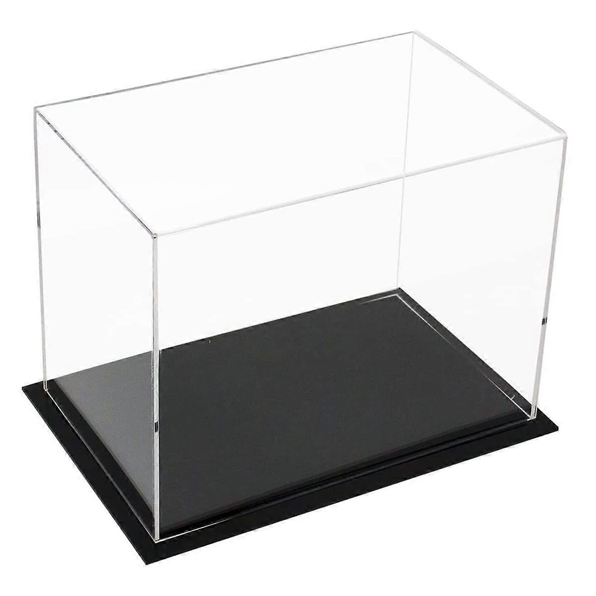 Acrylic Display Case 100mm Clear Stackable Cube with Black Base for Collectibles