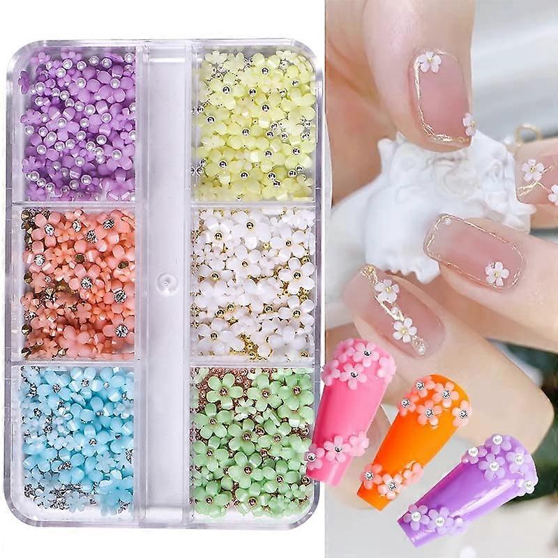 Acrylic Press On Nails with Light Change Flower Tips, Mixed Size Durable Full Coverage Set